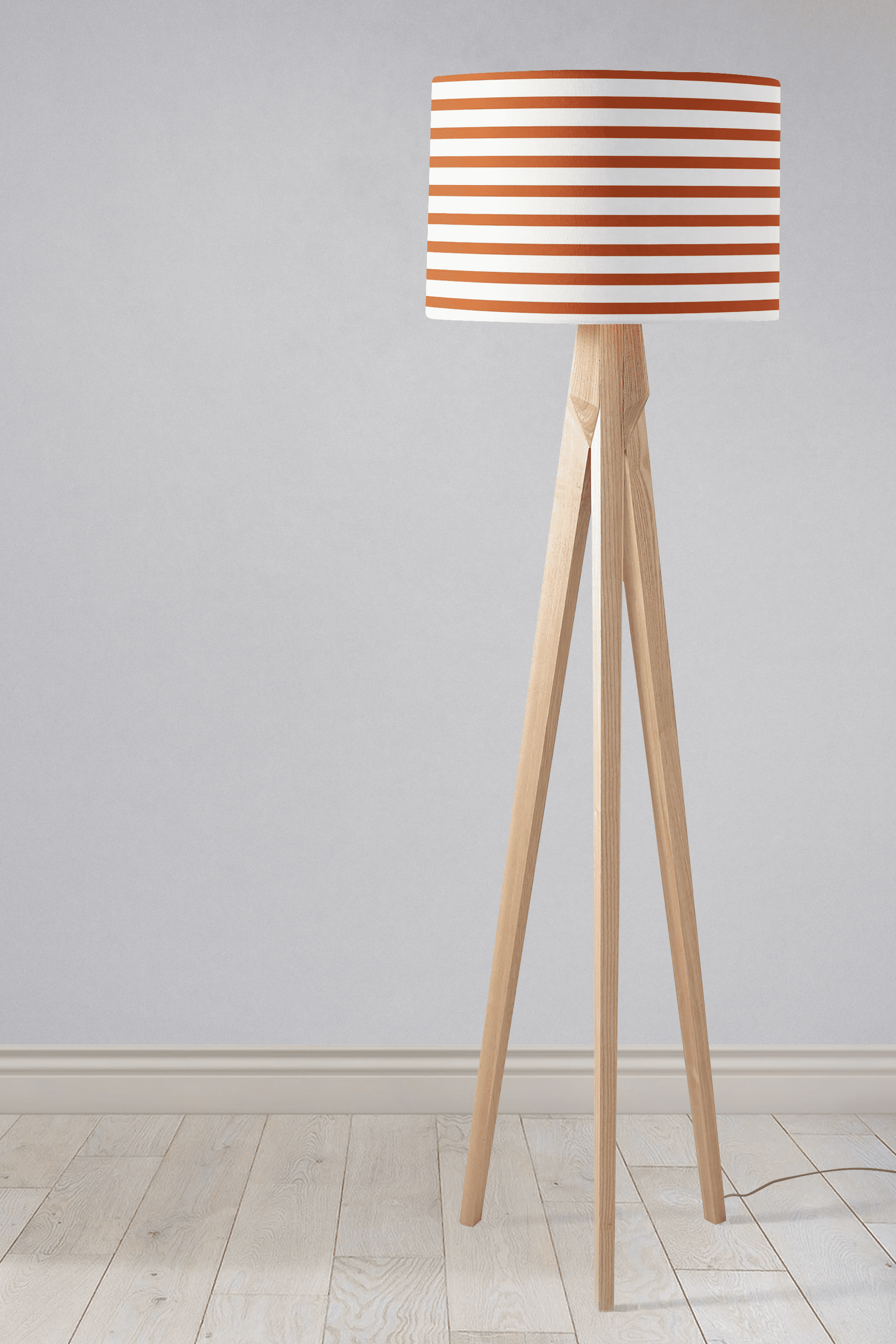Orange and White Geometric Striped Lampshade