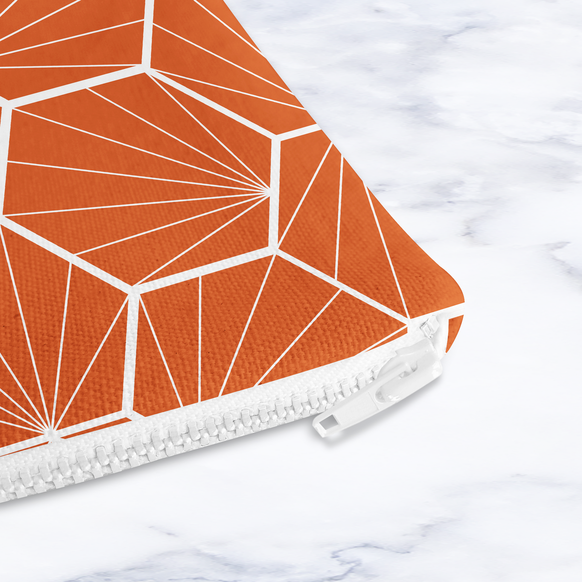 Handmade Orange Geometric Makeup Bag Water Resistant