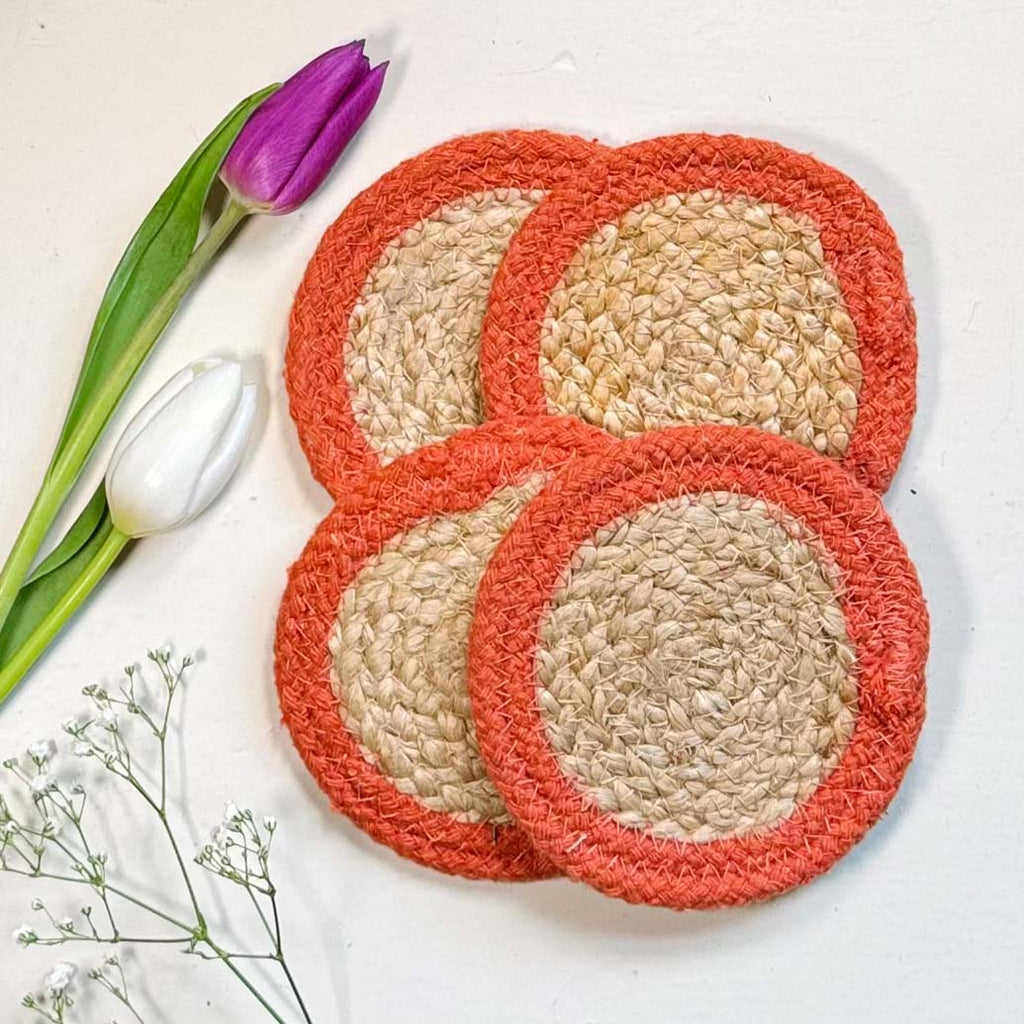 Seagrass Coasters - Orange (set of 4)