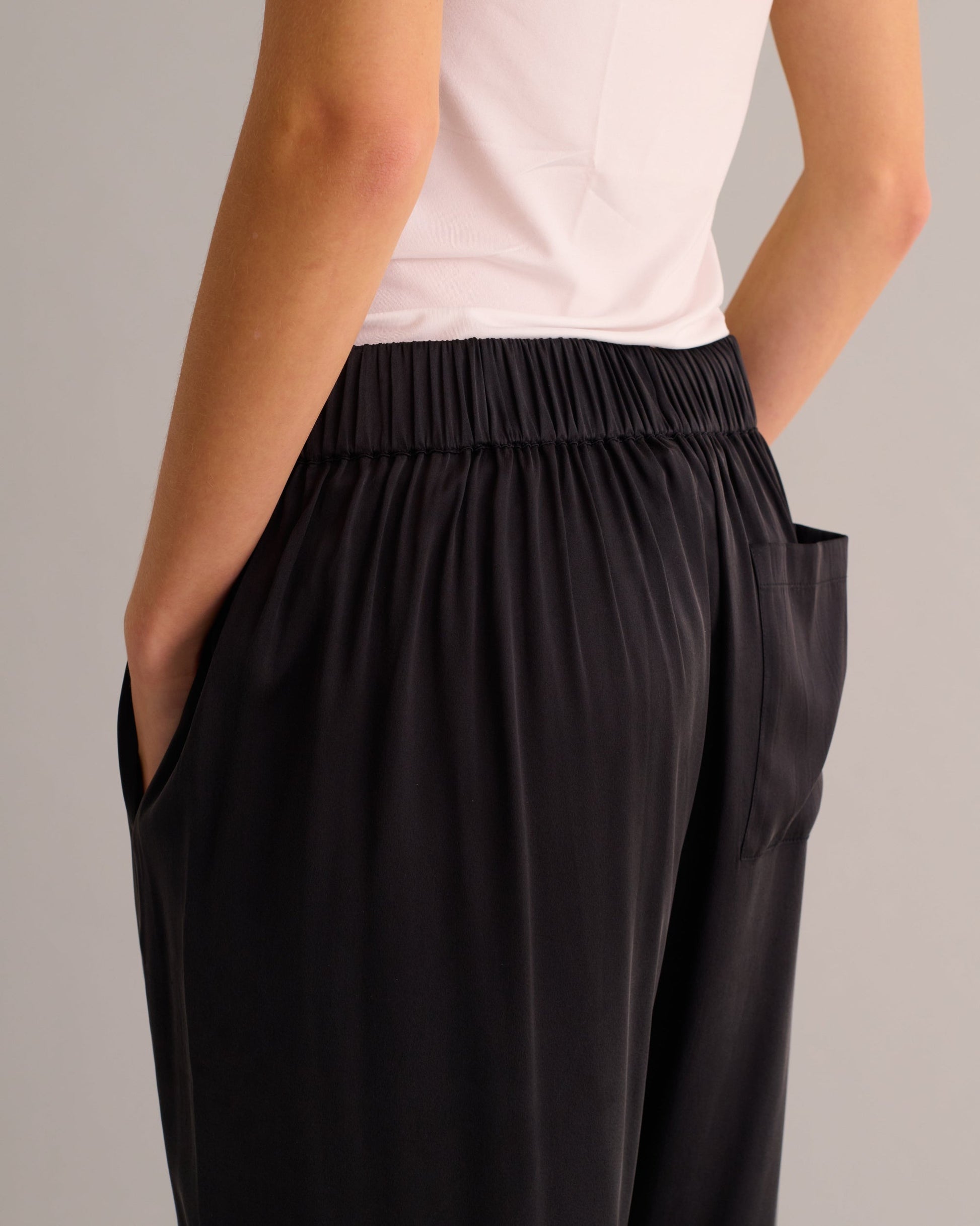 Black Washable Organic Stretch Silk Joggers