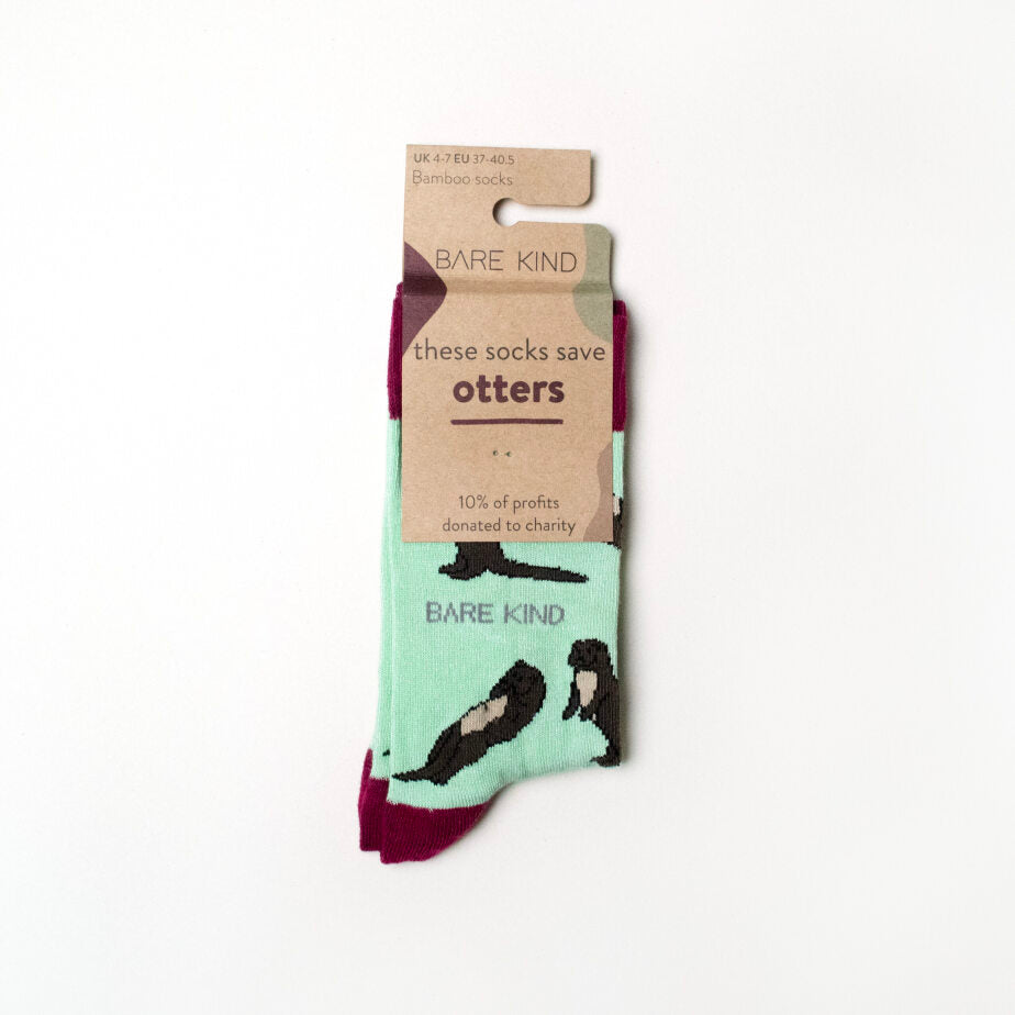 Save the Otters Bamboo Socks in Blue