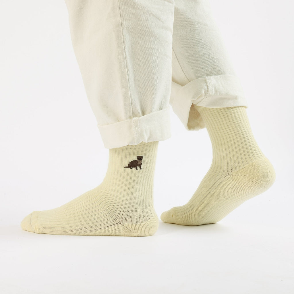 Save the Otter Ribbed Bamboo Socks in Yellow
