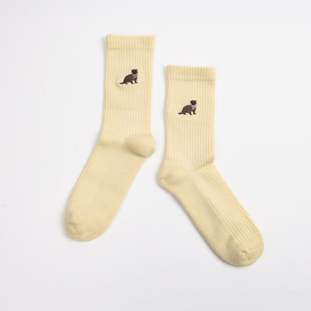 Save the Otter Ribbed Bamboo Socks in Yellow