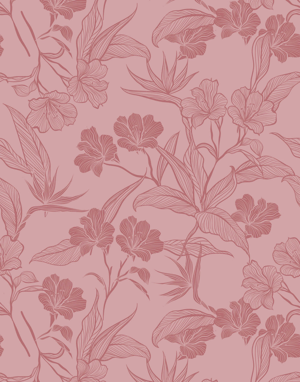 Contour Bold Floral Outline Wallpaper