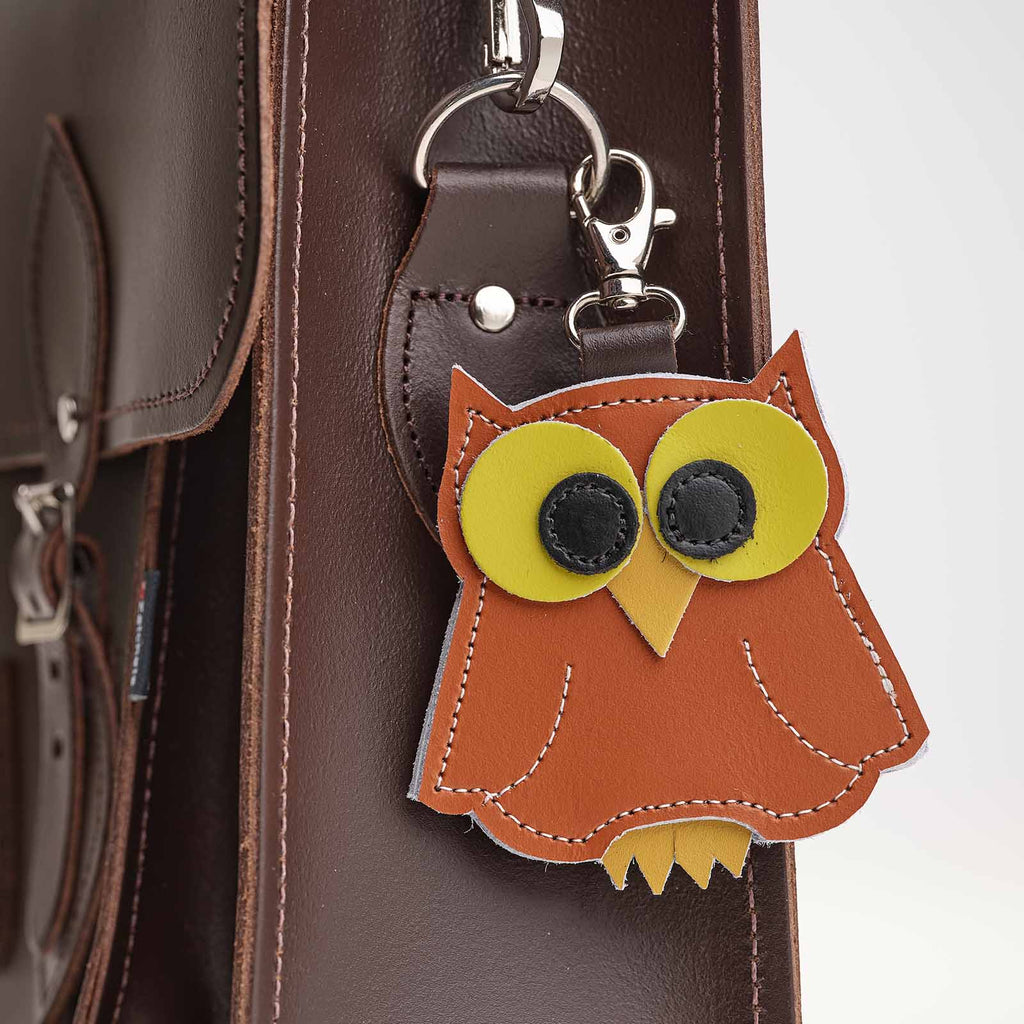 Owl Bag Charm in Burnt Orange