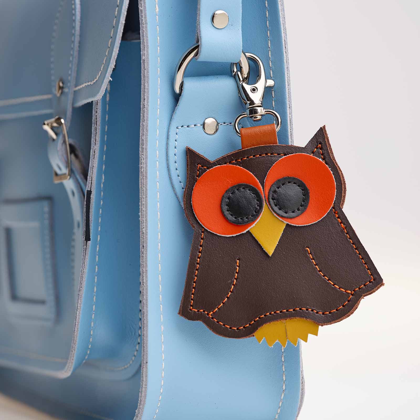 Owl Bag Charm in Dark Brown