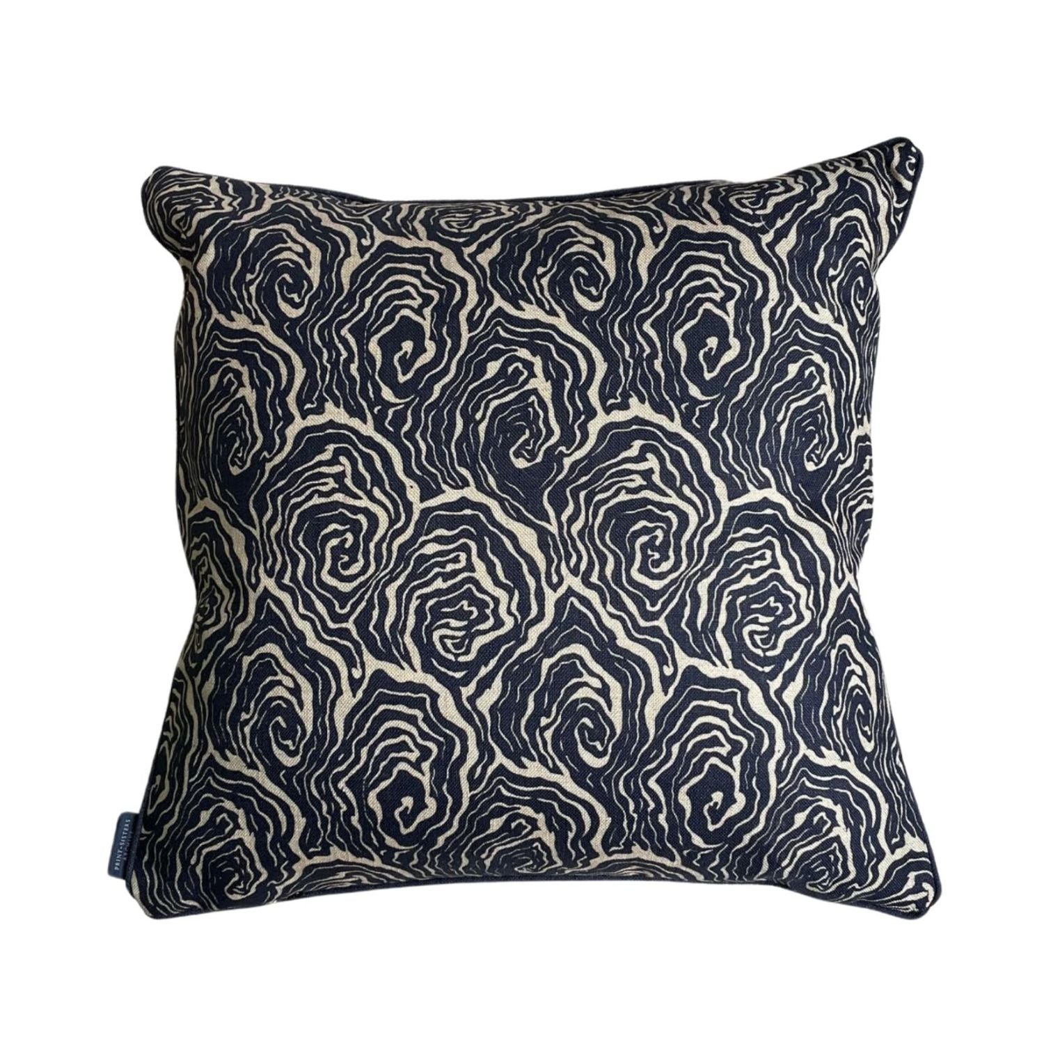 Oysters Monochrome Cushion in Cream and Black Linen