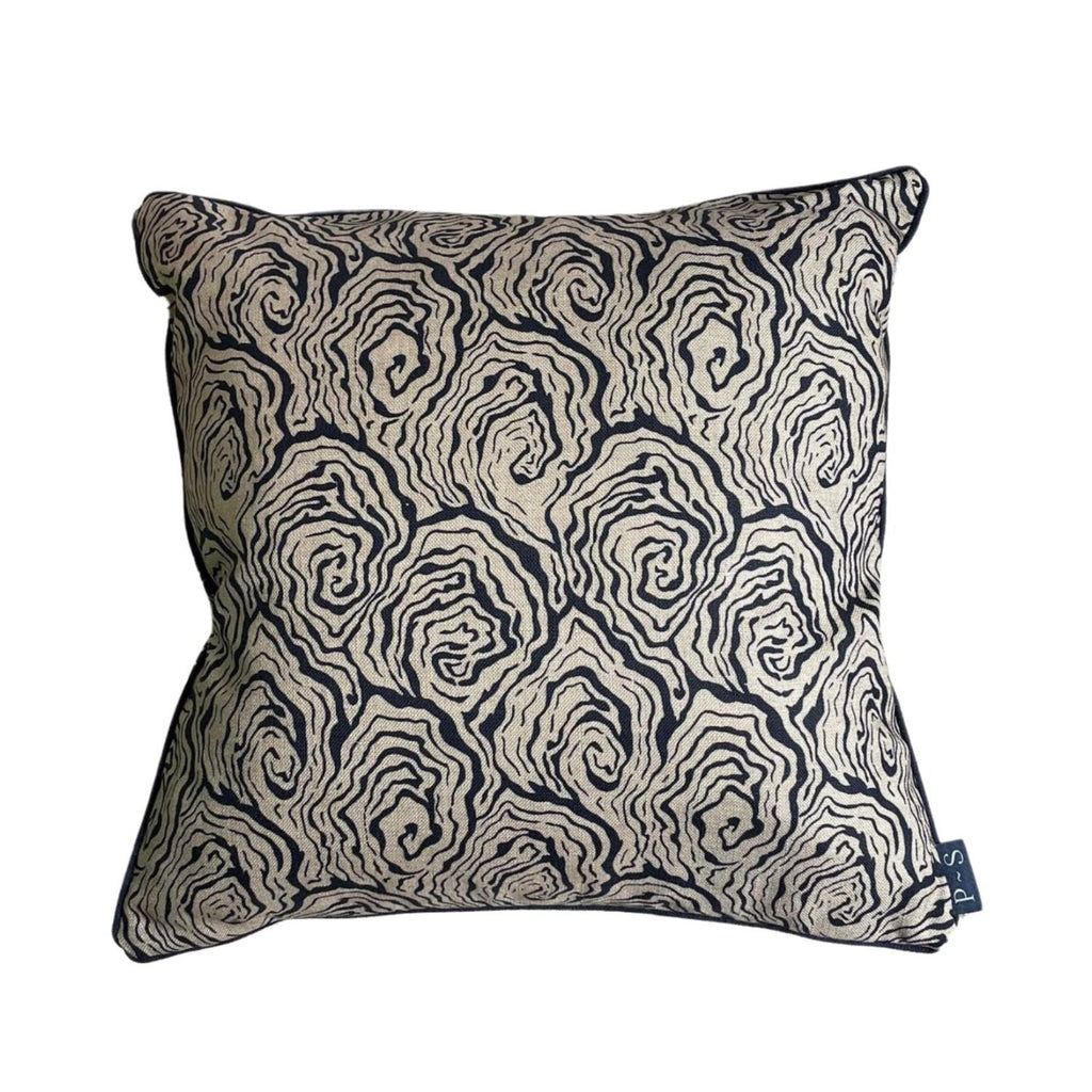 Oysters Monochrome Cushion in Cream and Black Linen