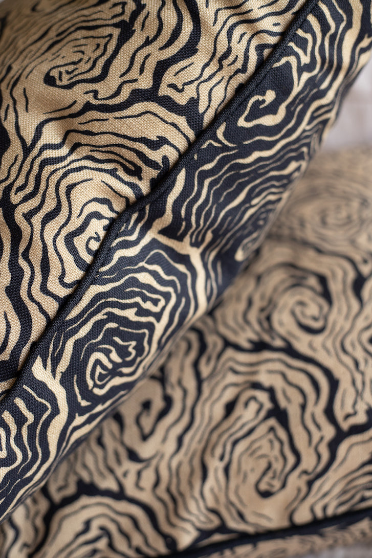 Oysters Monochrome Cushion in Cream and Black Linen