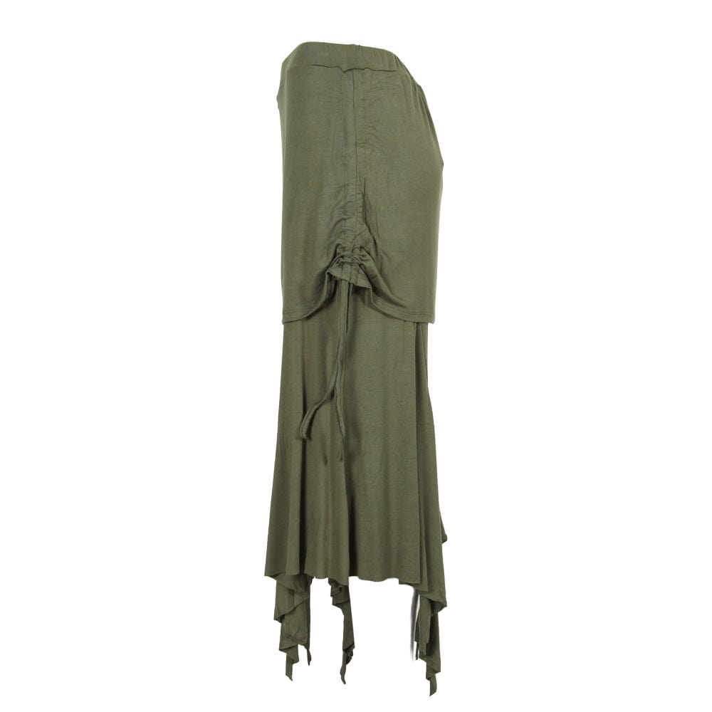 Olive Green Culotte Trousers with Pointed Hem