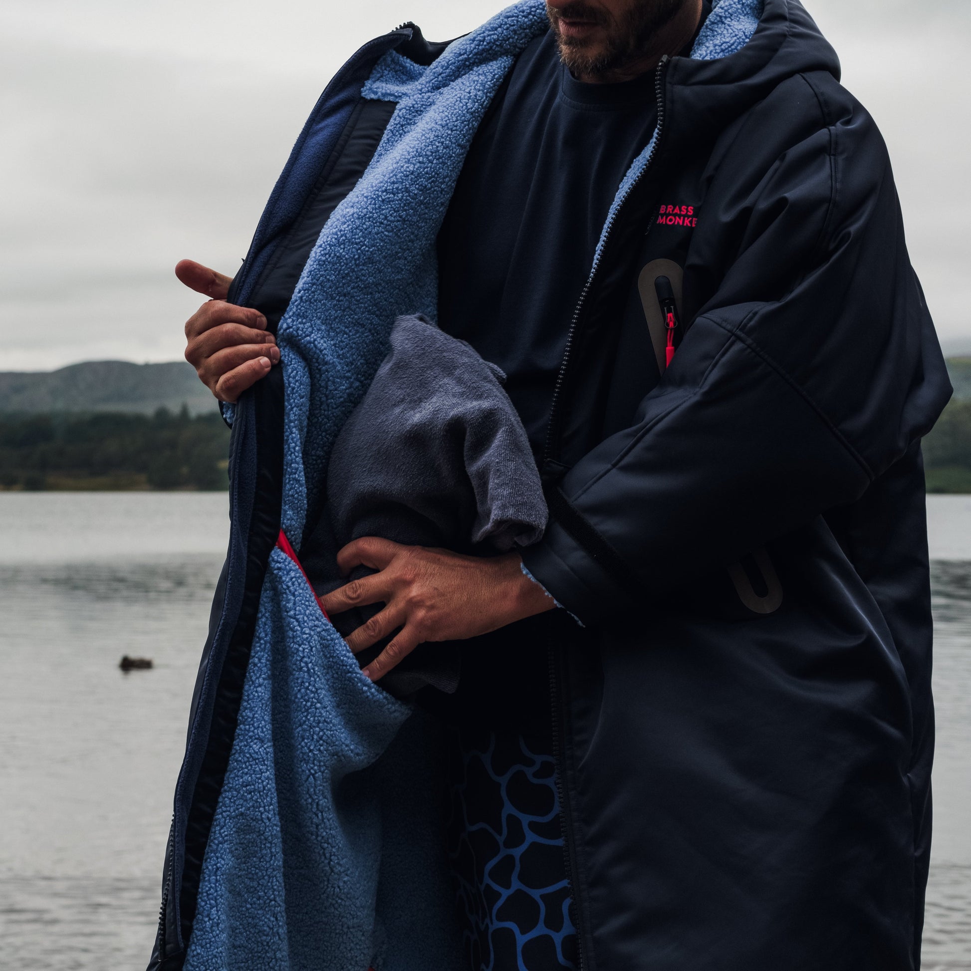 Unisex Brass Monkey Dip Coat Navy