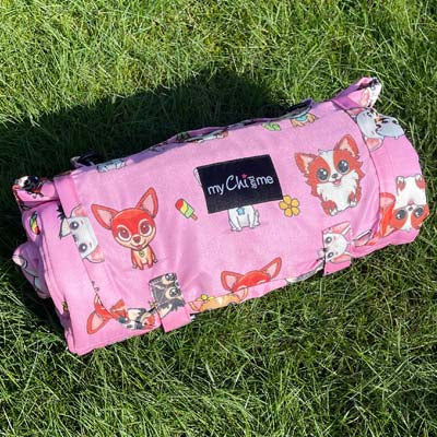 Roll and Go Signature Pink Padded Chihuahua Print Travel Mat