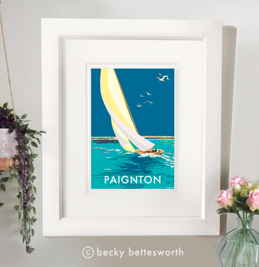 Paignton Sailing Boat Vintage Travel Poster