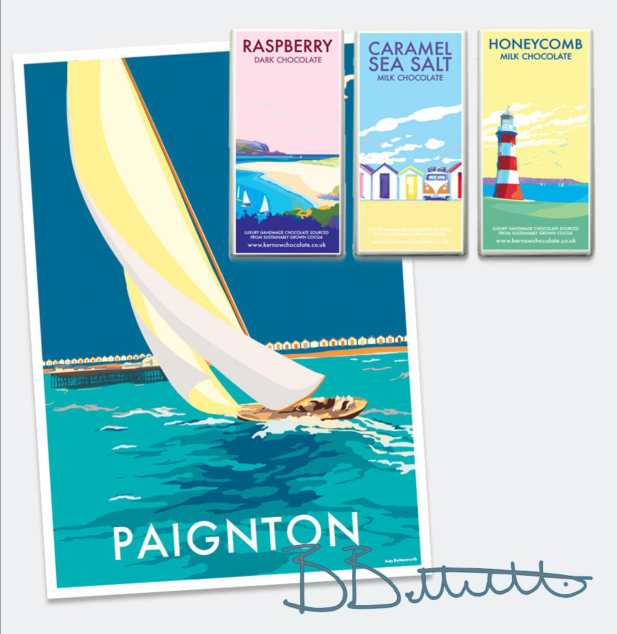 Paignton Sailing Boat Vintage Travel Poster