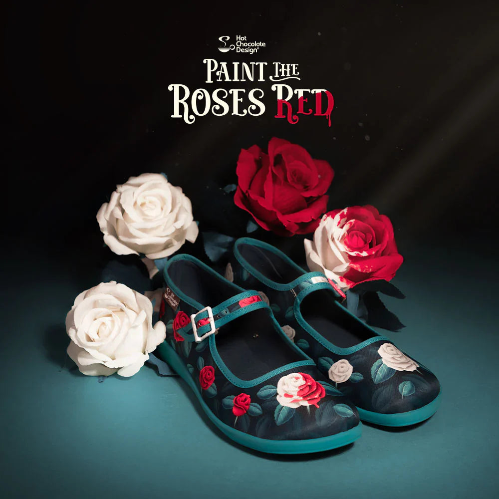 Paint the Roses Red Gothic Floral Mary Jane Flats