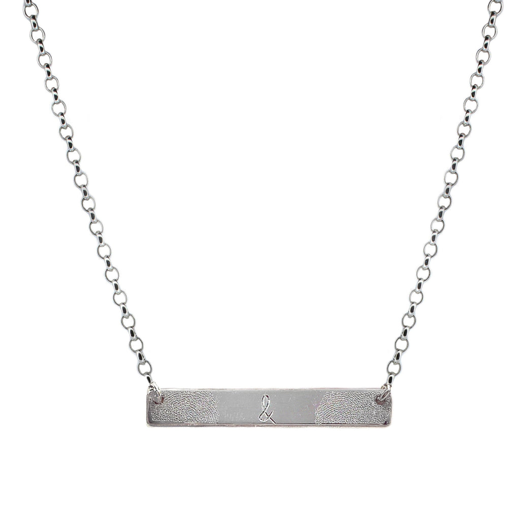 Fingerprint Bar Necklace in Sterling Silver