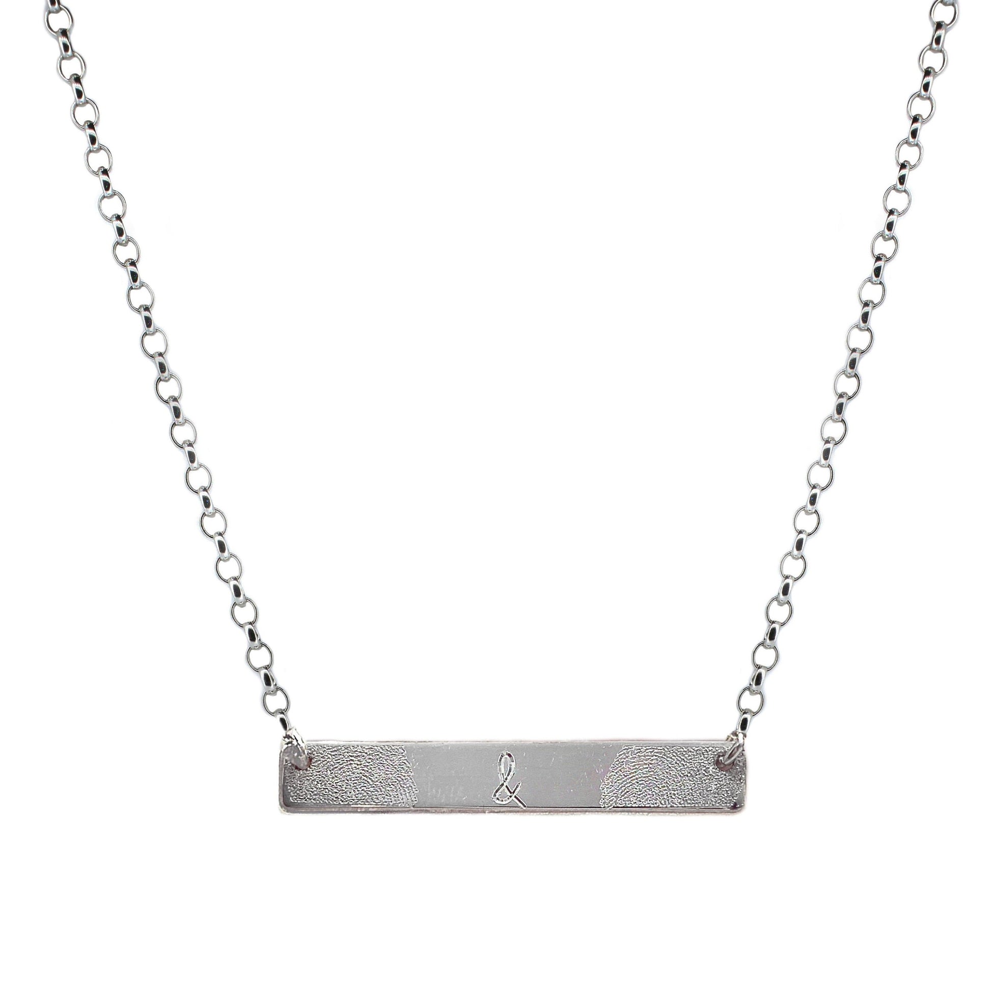 Fingerprint Bar Necklace in Sterling Silver