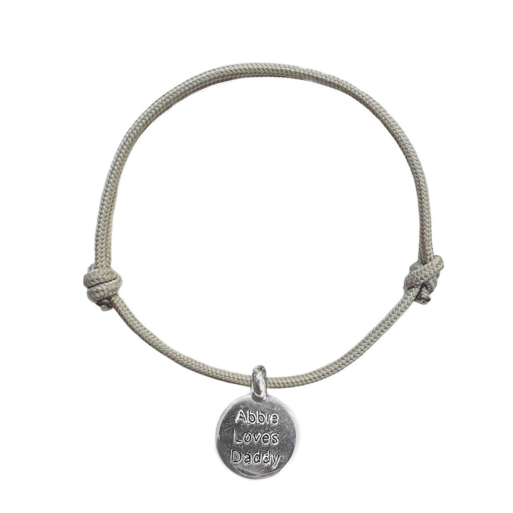 Personalised Disc Rope Bracelet in Sterling Silver