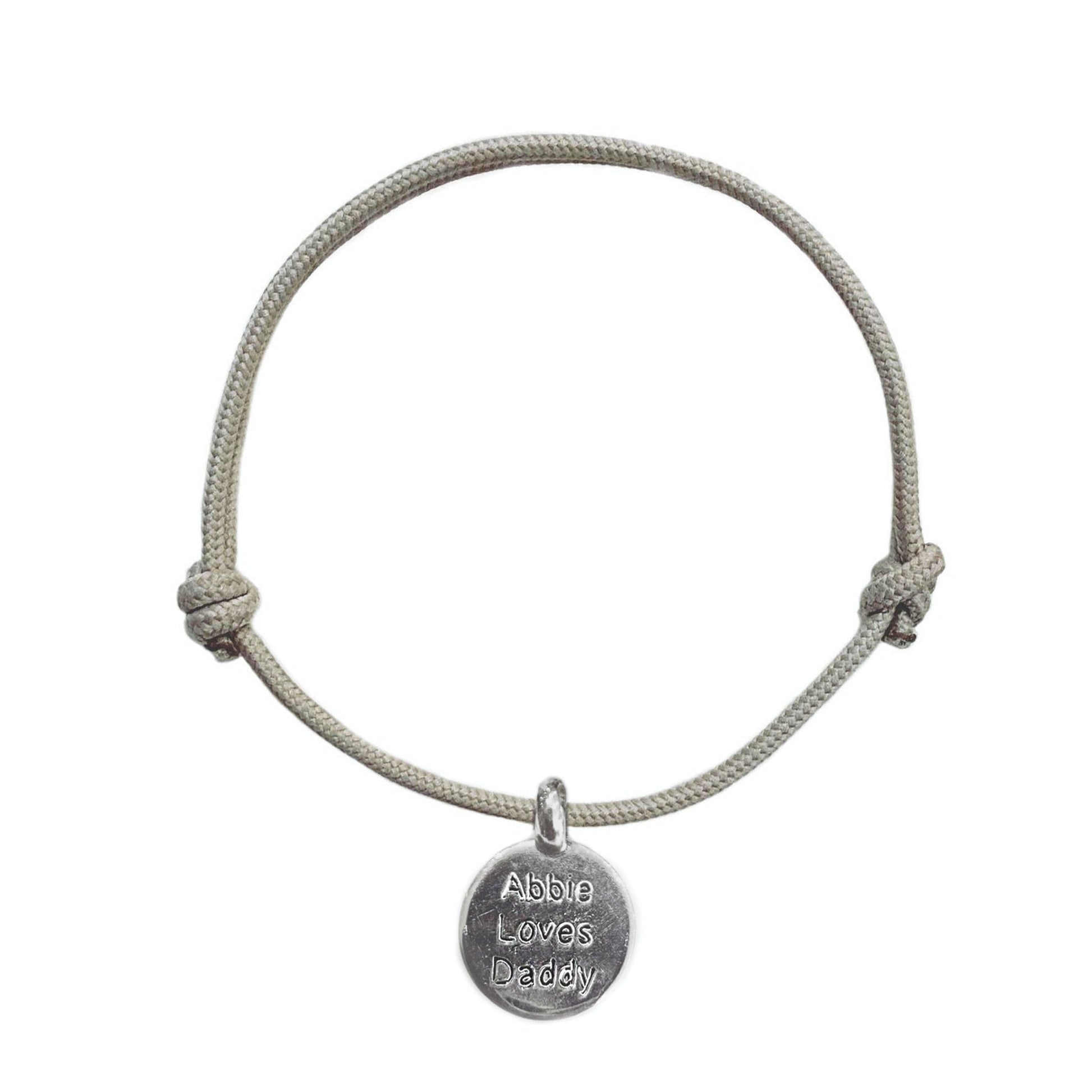 Personalised Disc Rope Bracelet in Sterling Silver