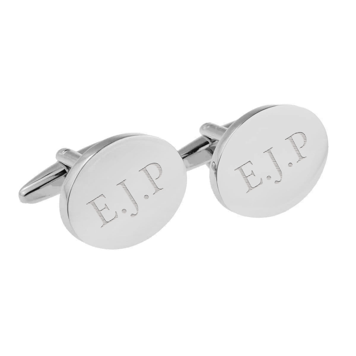 Personalised Silver Plated Oval Cufflinks