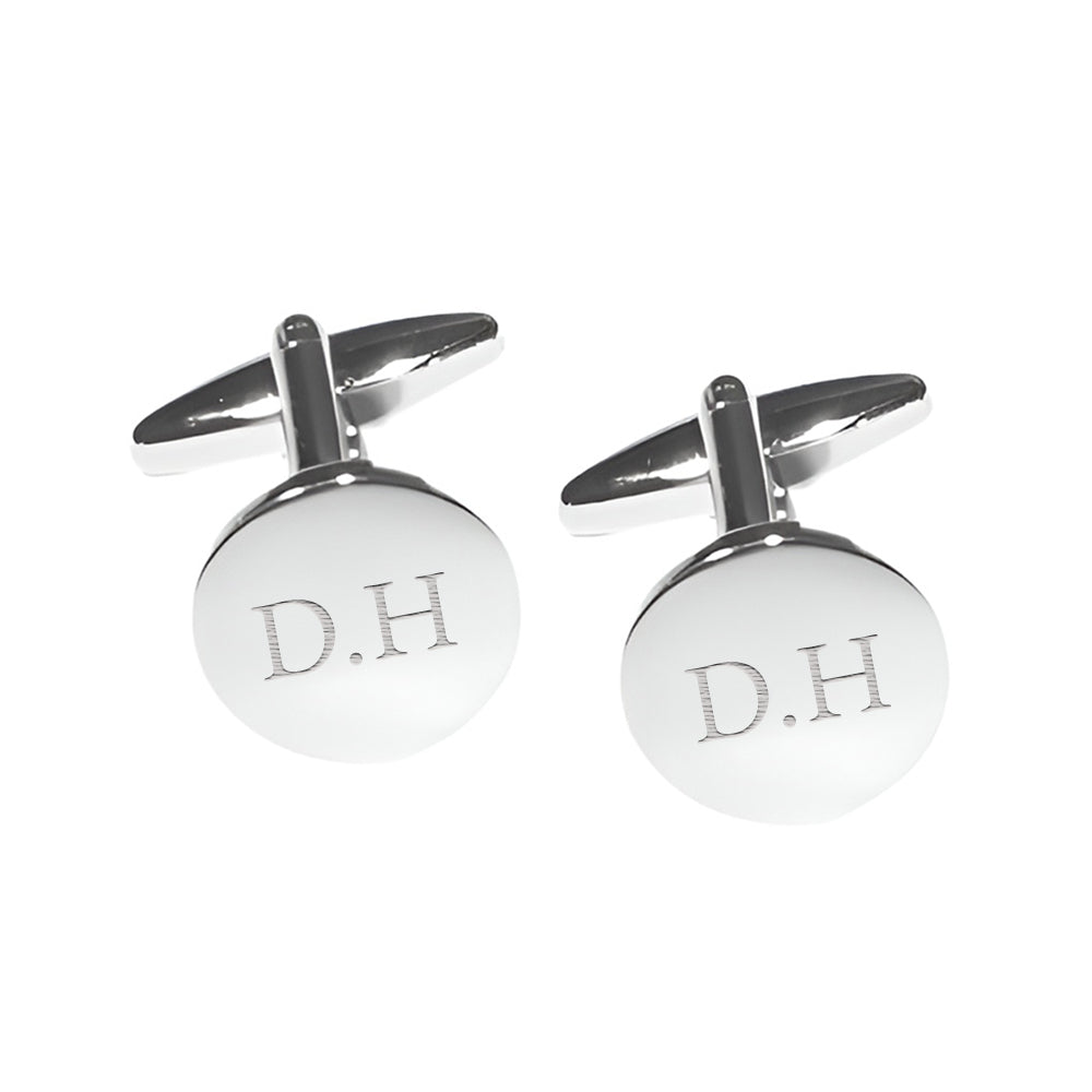 Personalised Round Silver Plated Cufflinks