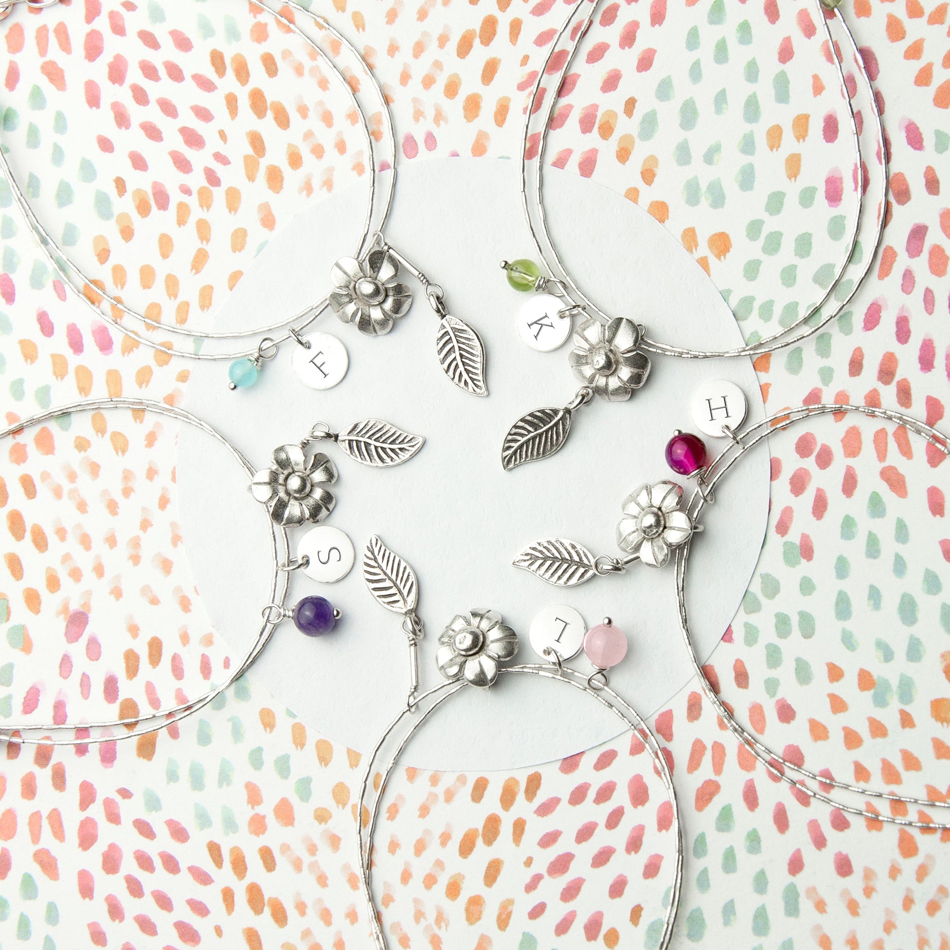 Personalised Sterling Silver Forget Me Not Bracelet with Amethyst