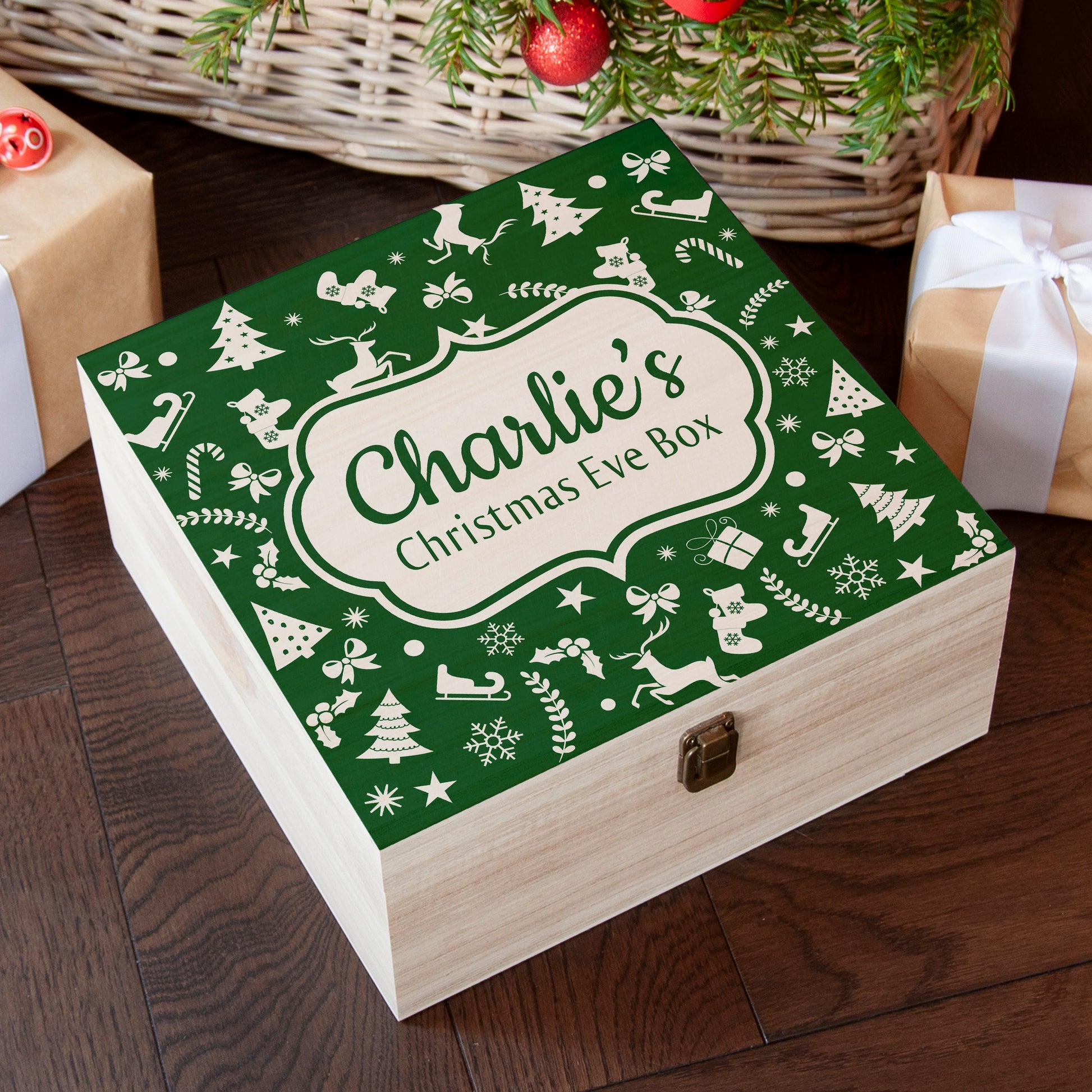 Personalised Festive Pattern Christmas Eve Box