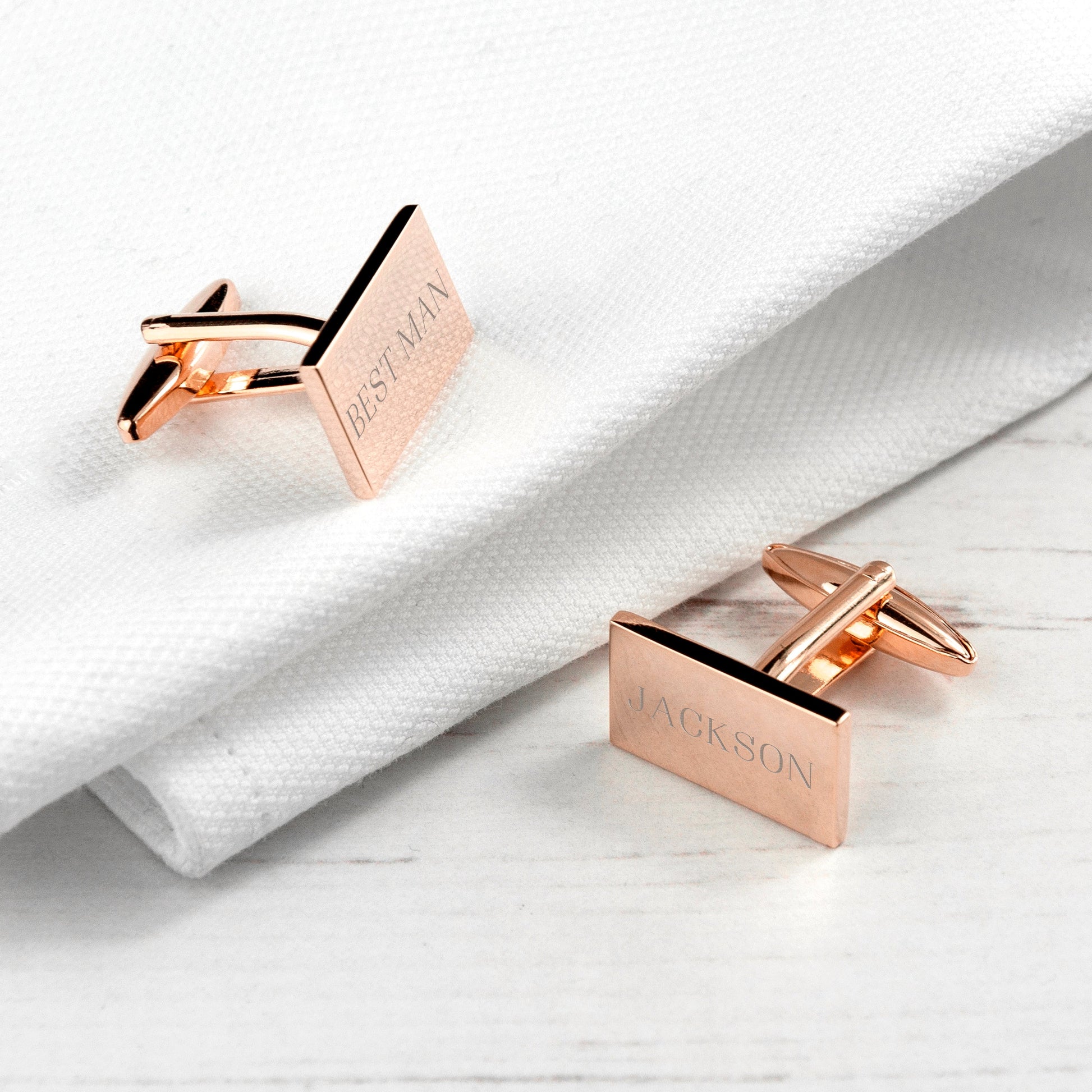 Personalised Rose Gold Rectangle Cufflinks