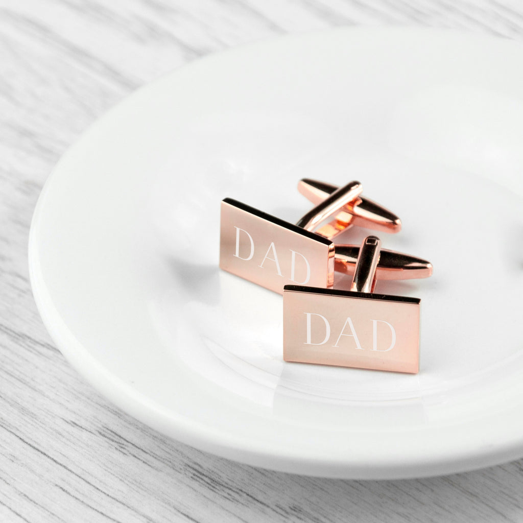Personalised Rose Gold Rectangle Cufflinks