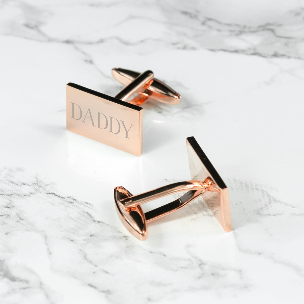 Personalised Rose Gold Rectangle Cufflinks