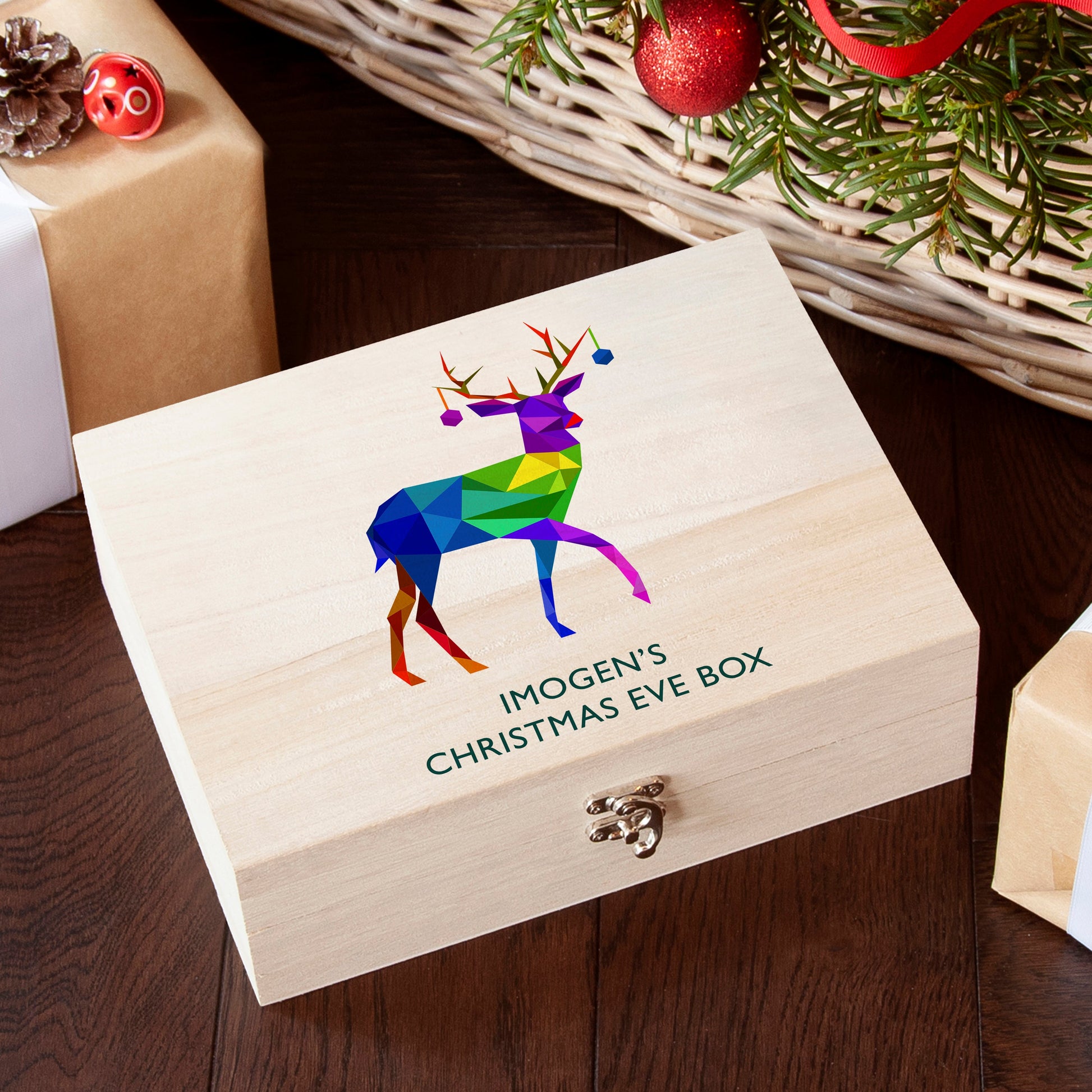 Personalised Geometric Reindeer Christmas Eve Box
