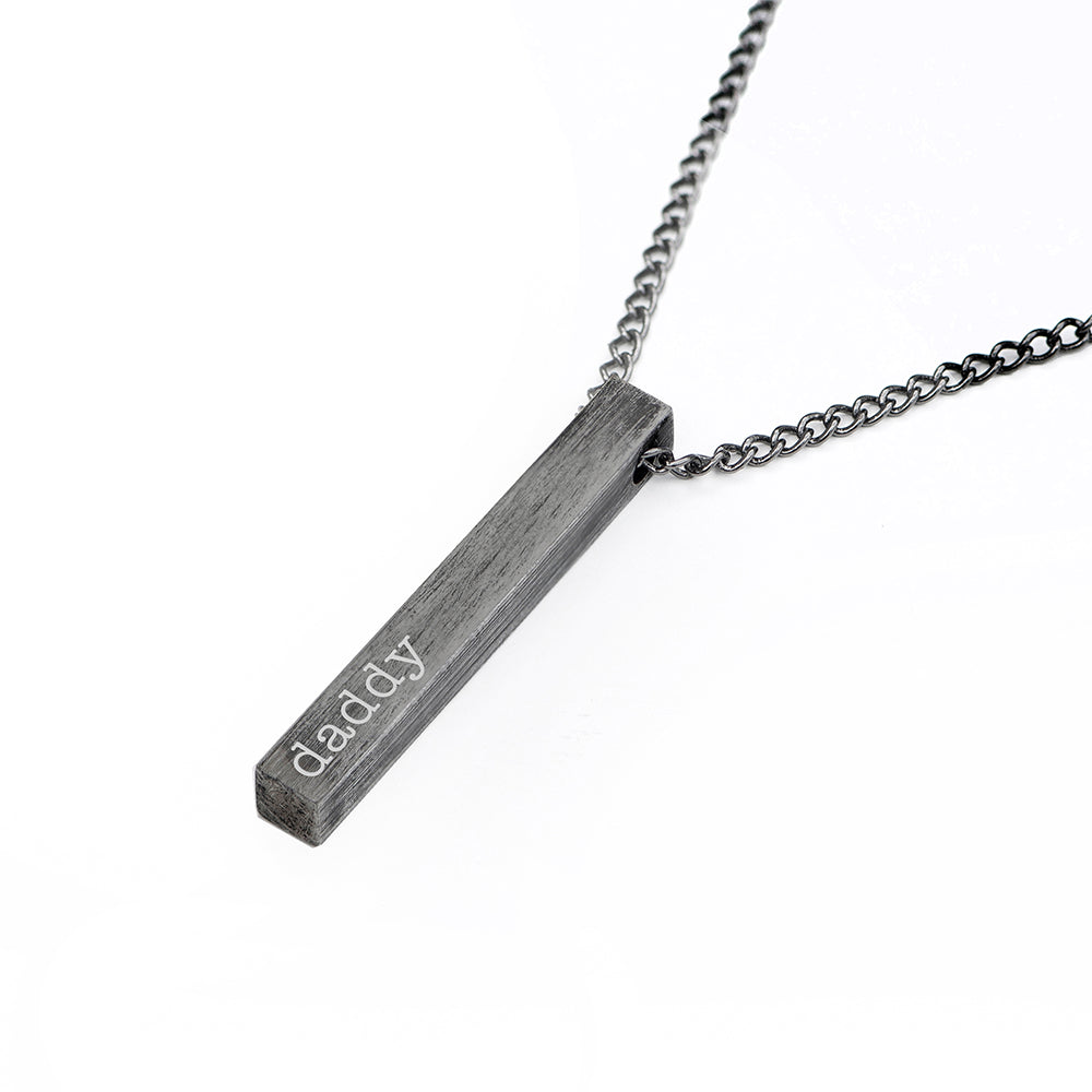 Personalised Men's Brushed Gunmetal Solid Bar Necklace
