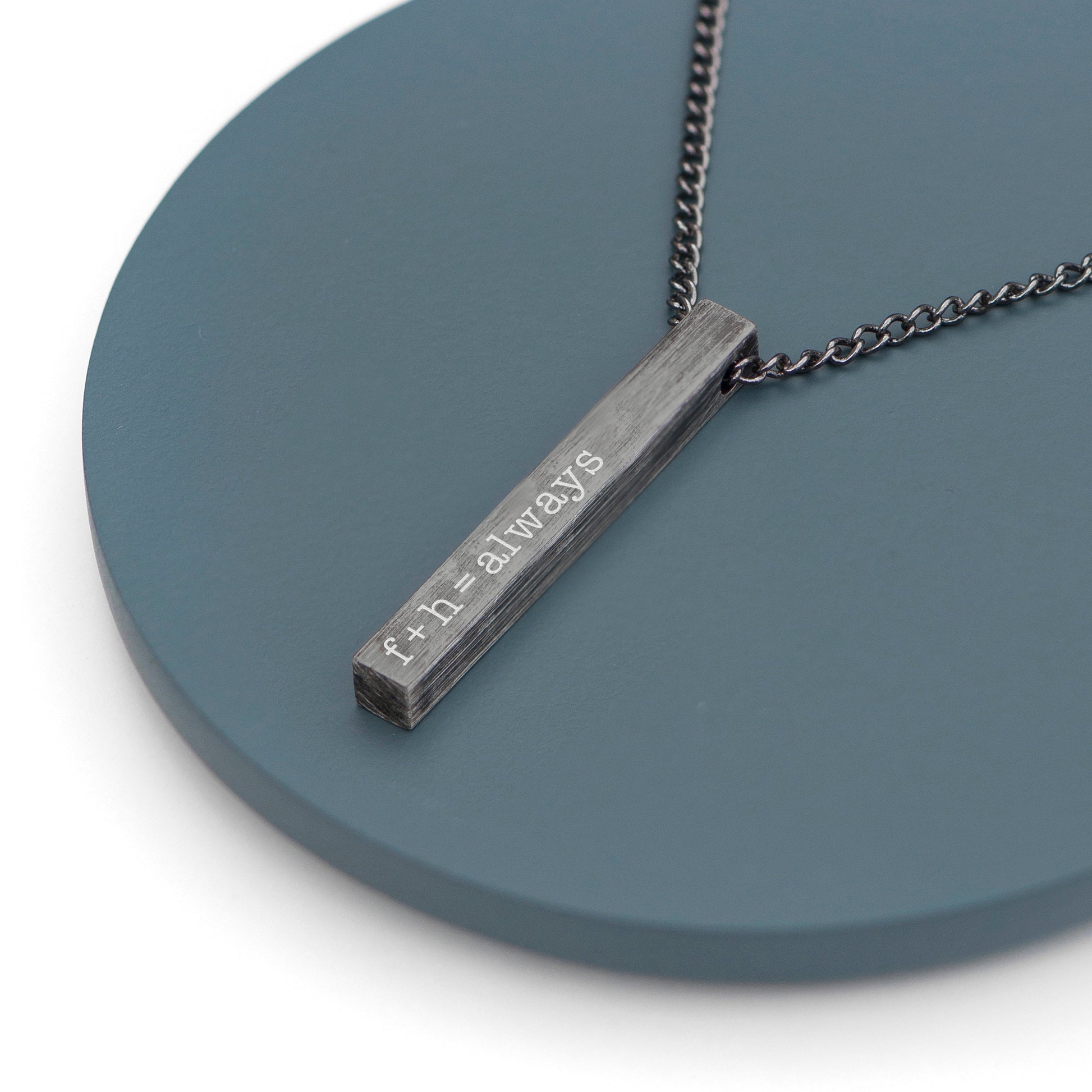 Personalised Men's Brushed Gunmetal Solid Bar Necklace