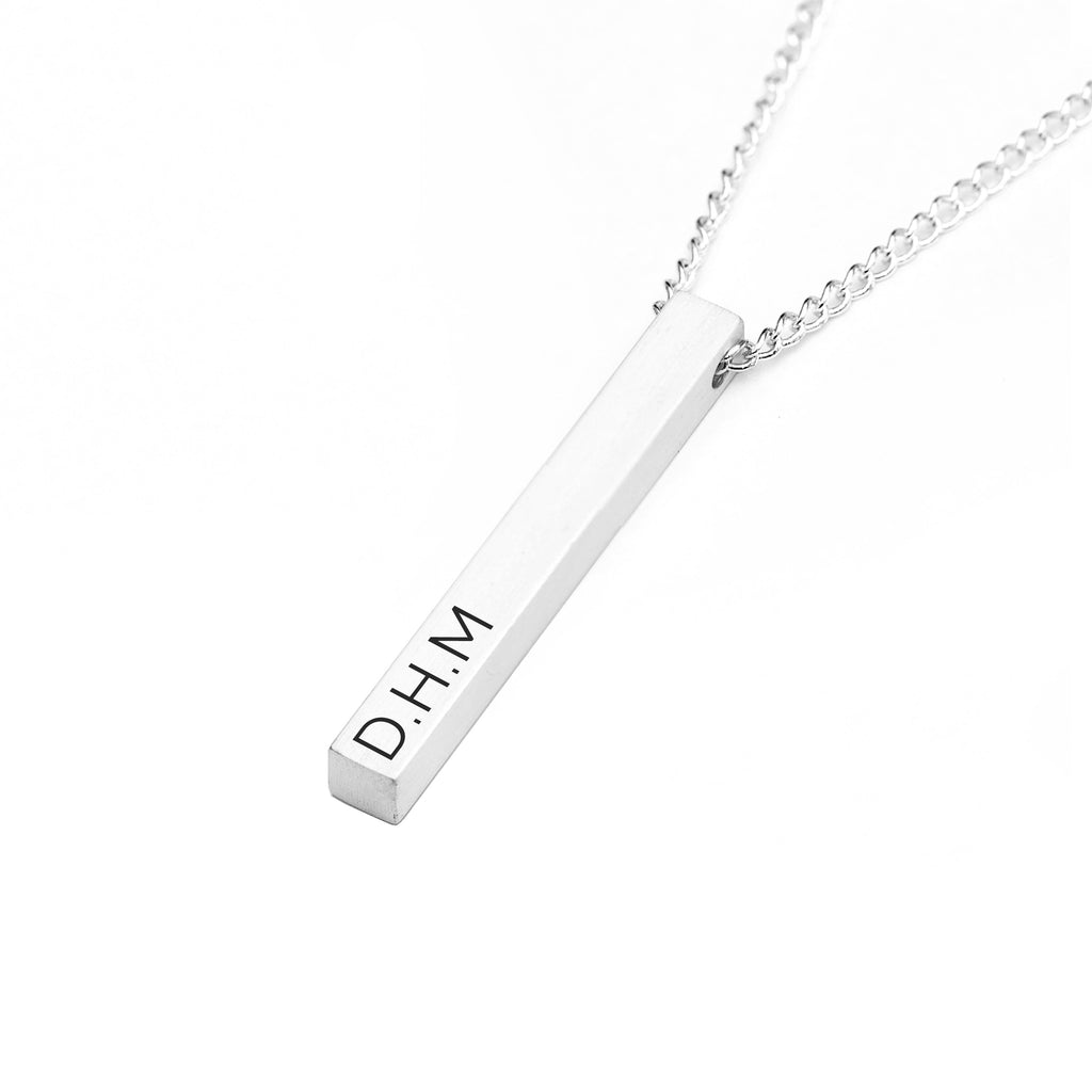 Personalised Men's Silver Solid Bar Necklace