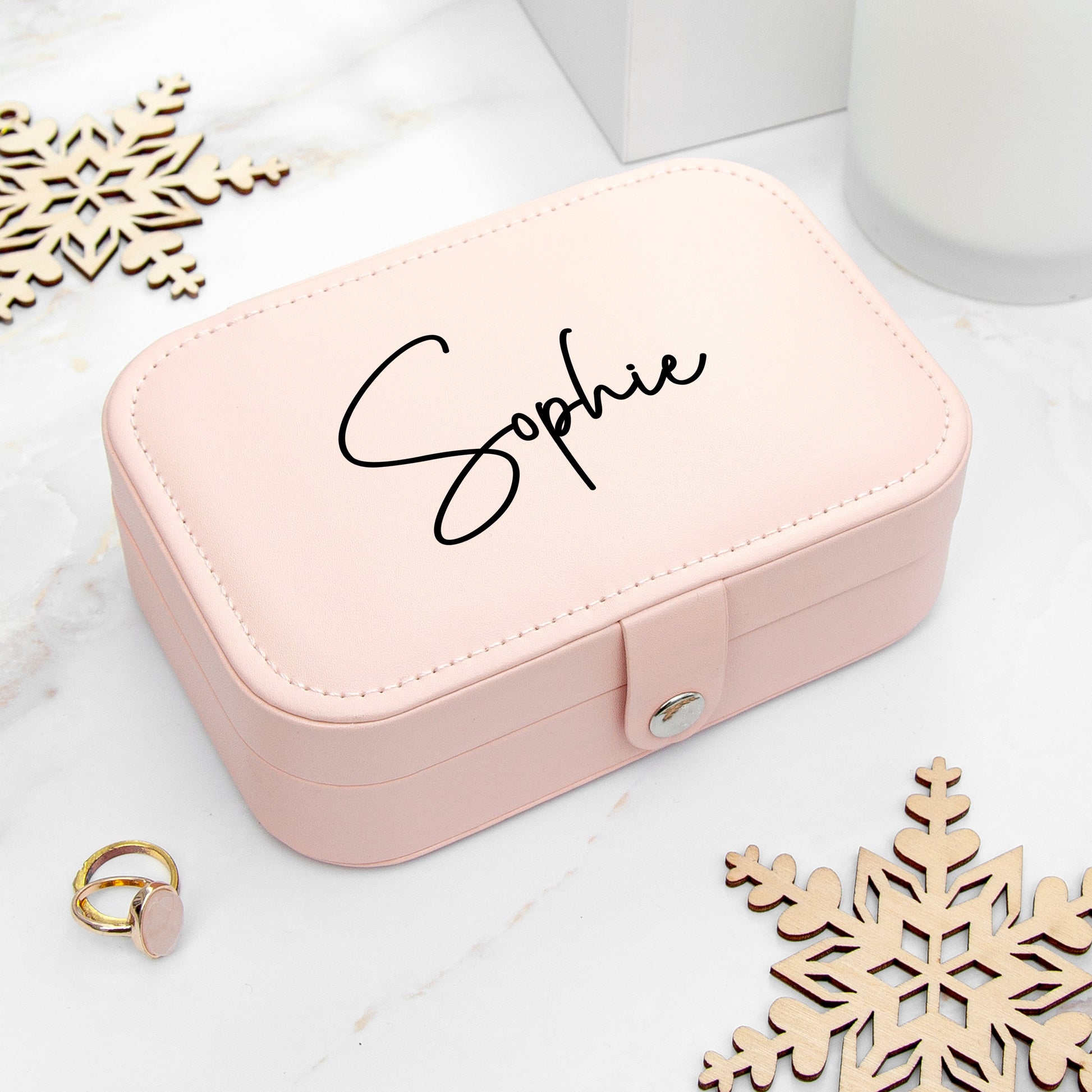Personalised Blush Pink Jewellery Case