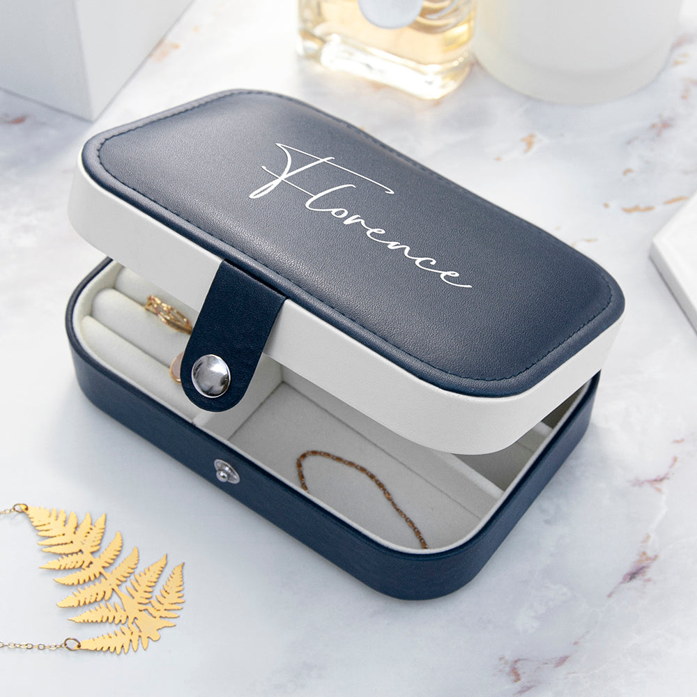 Personalised Midnight Blue Jewellery Case