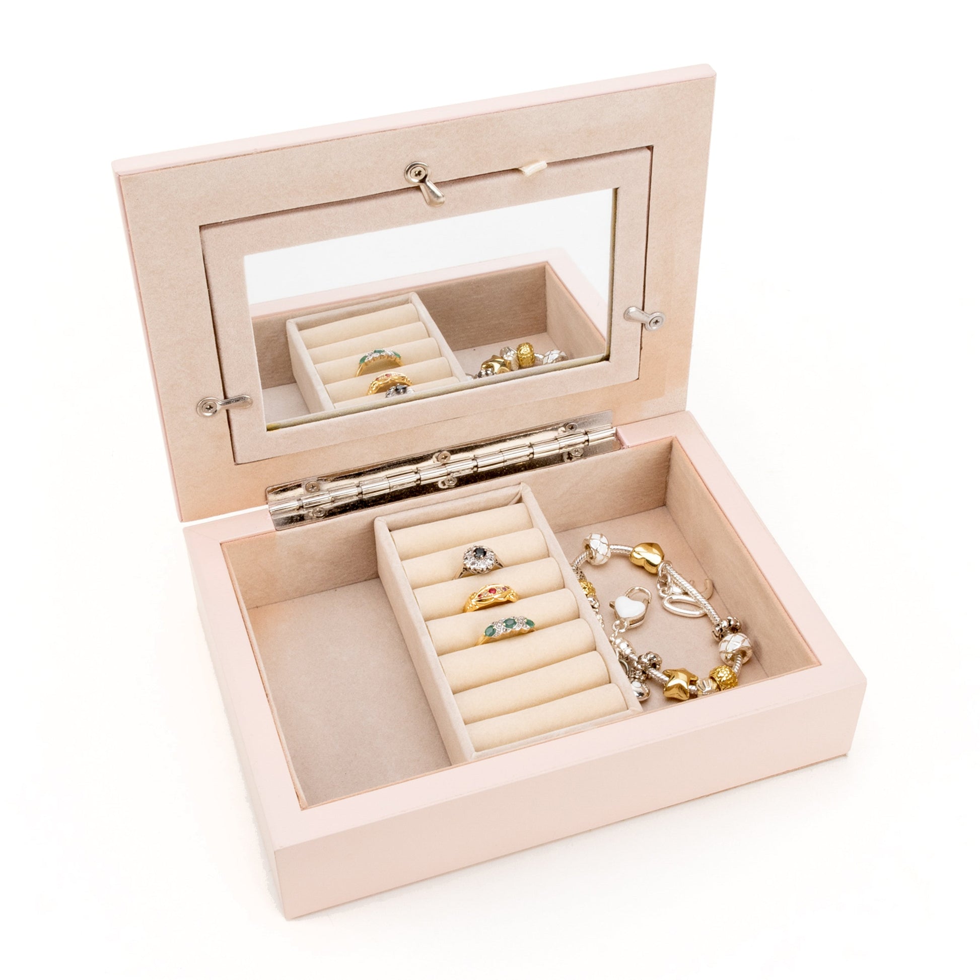 Personalised Blush Pink and Silver Photo Jewellery Box