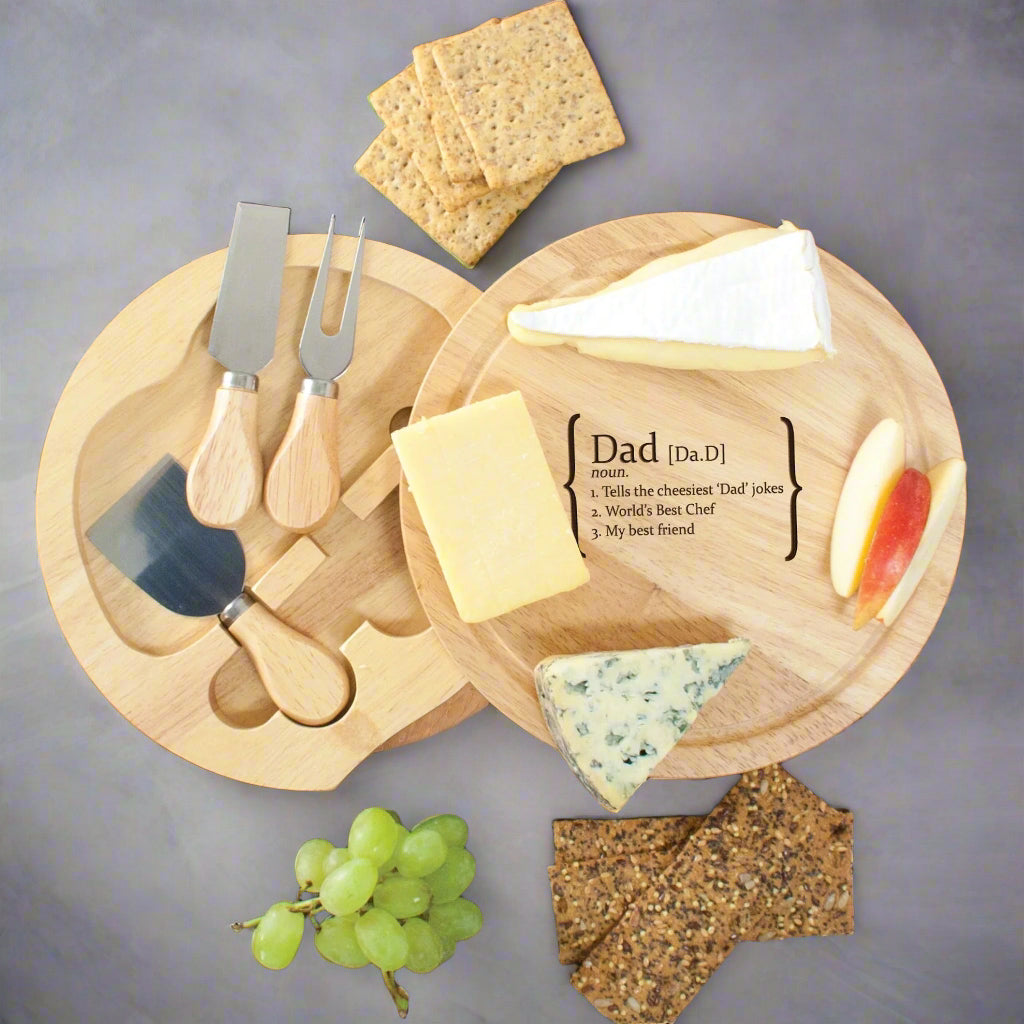 Personalised Definition Cheese Board Set with Knives