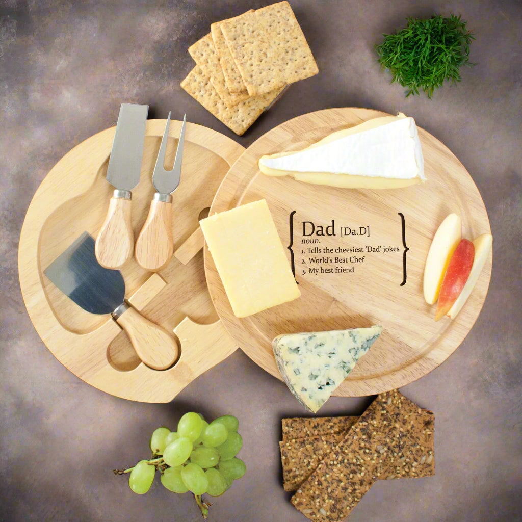 Personalised Definition Cheese Board Set with Knives