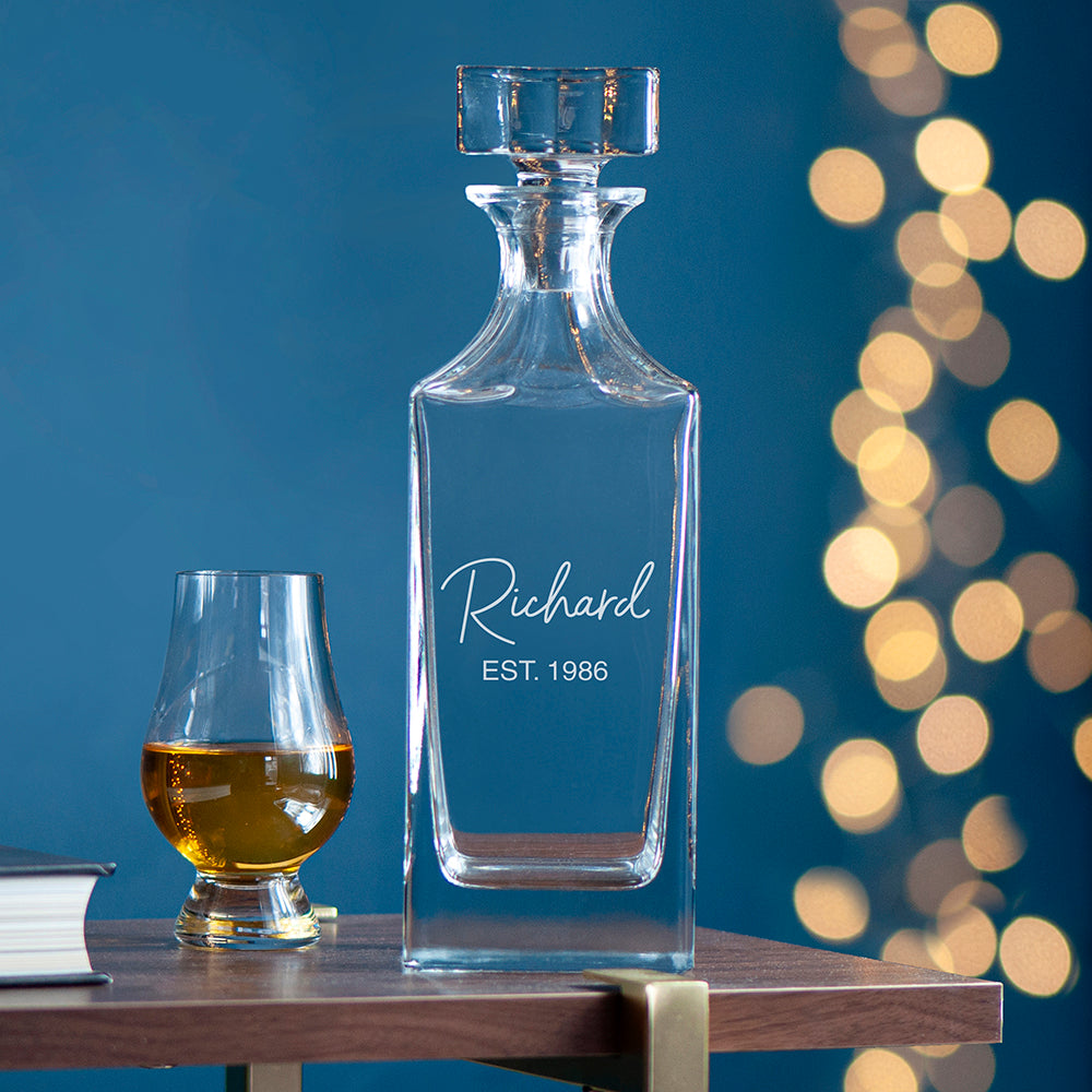 Personalised Square Decanter with Custom Engraving