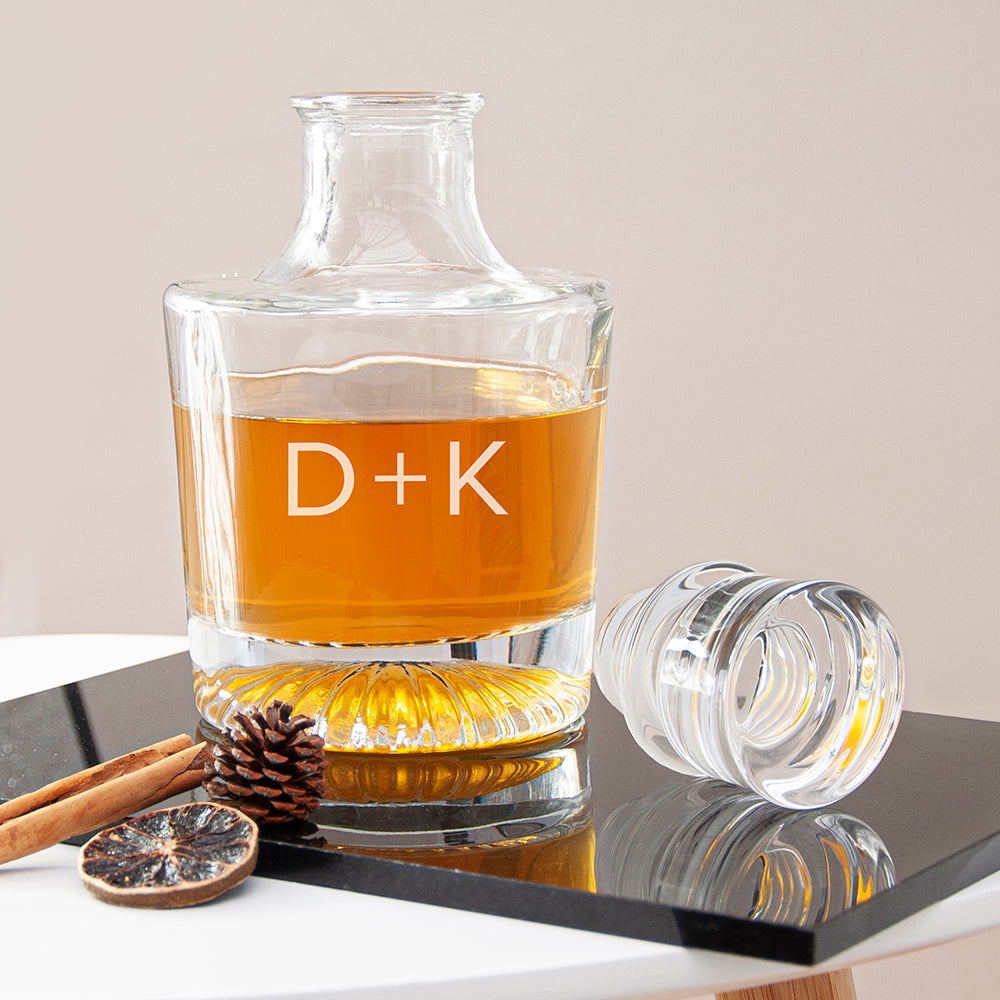 Personalised Elegance Initials Round Decanter with Star Base