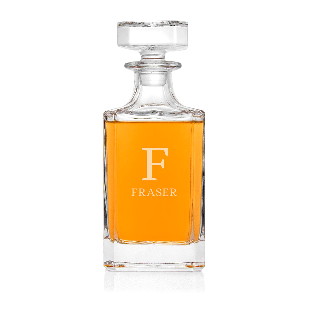 Personalised Classic Monogram Square Decanter with Round Stopper
