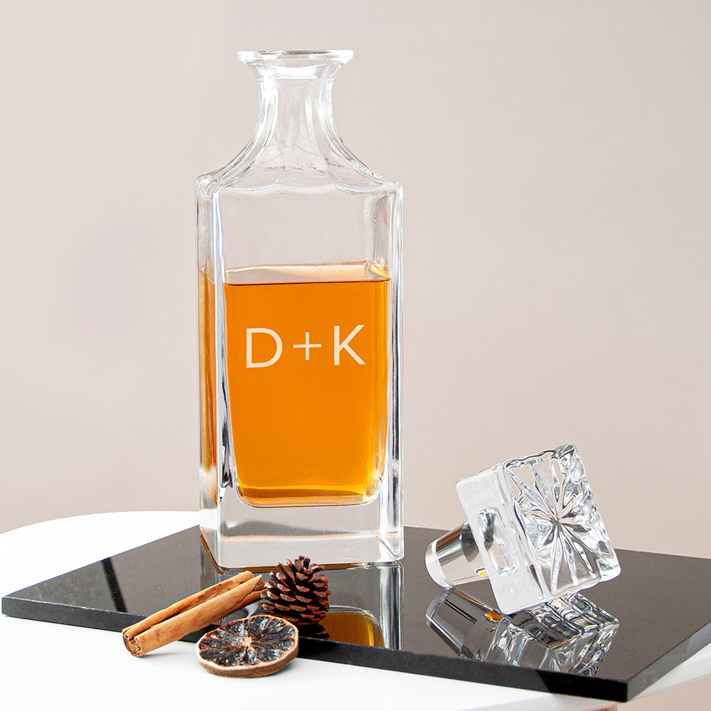 Personalised Classic Initials Square Decanter with Stopper
