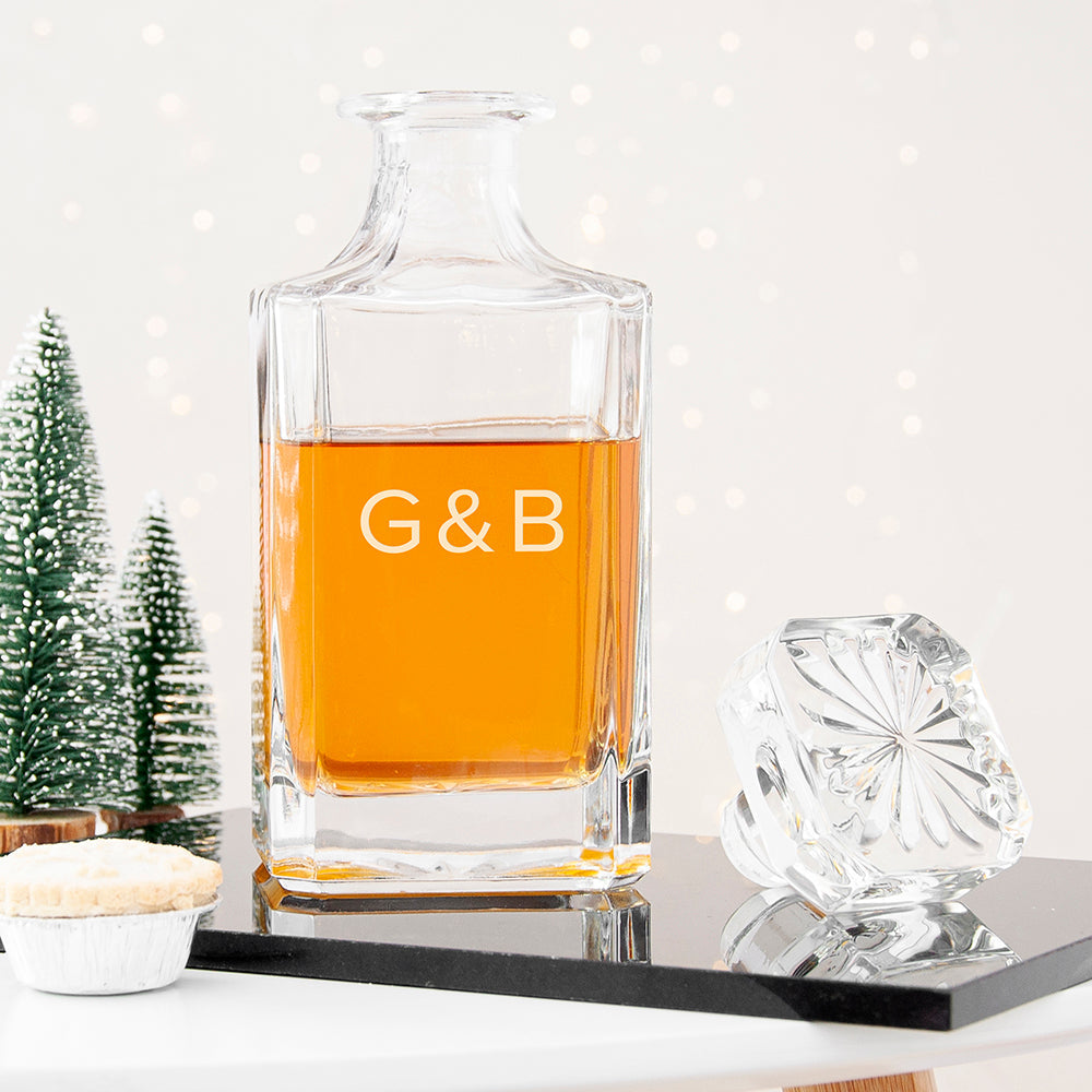 Personalised Classic Initials Square Decanter with Stopper
