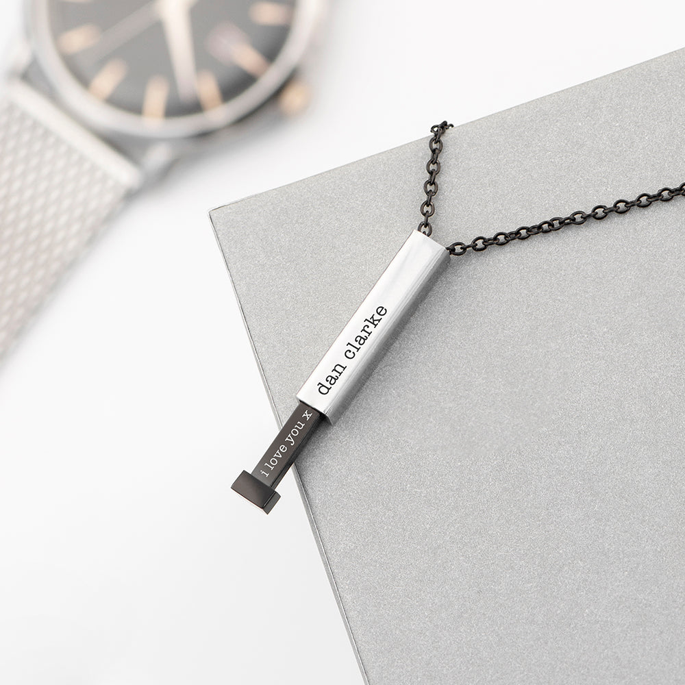 Personalised Men's Silver Hidden Message Capsule Necklace