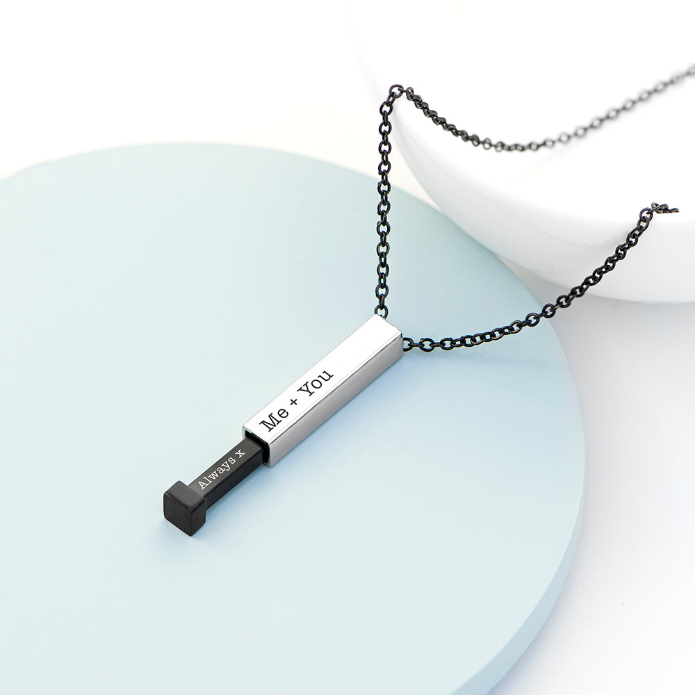 Personalised Men's Silver Hidden Message Capsule Necklace