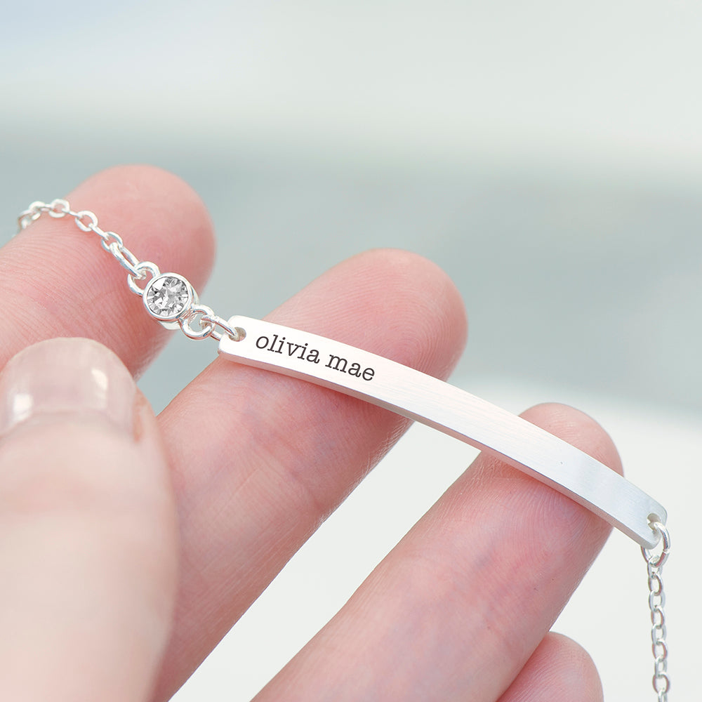 Personalised Silver Birthstone Crystal Bracelet