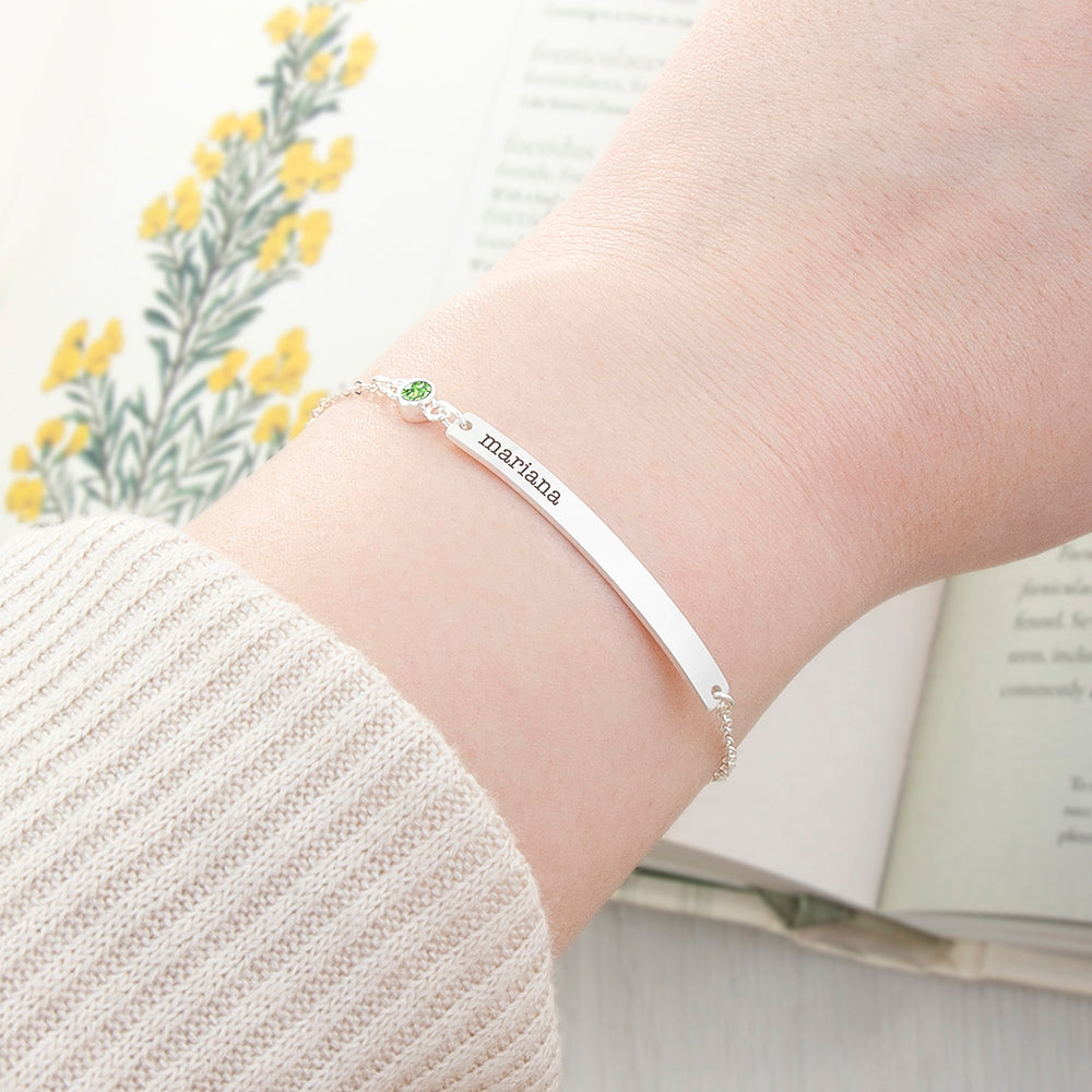 Personalised Silver Birthstone Crystal Bracelet