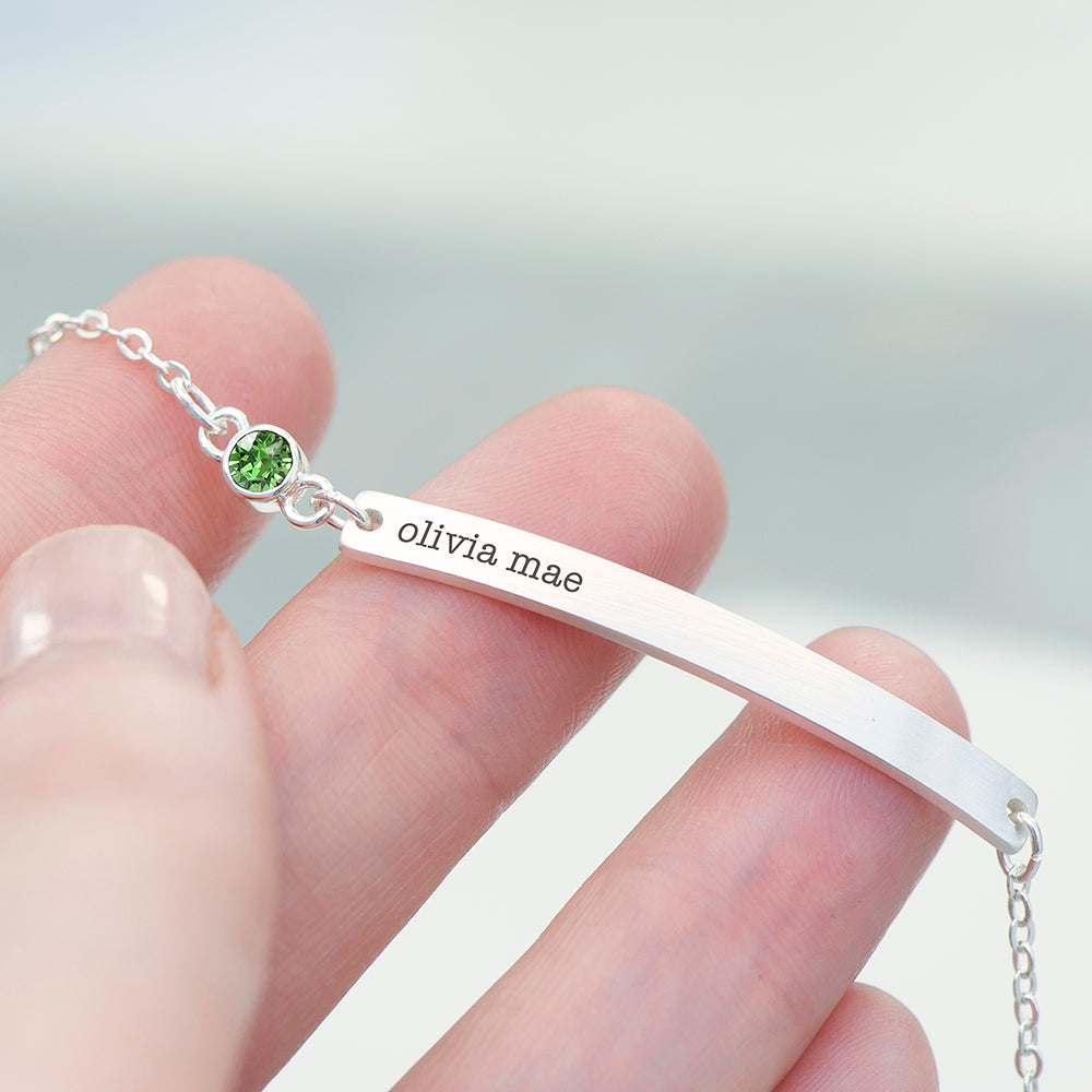 Personalised Silver Birthstone Crystal Bracelet