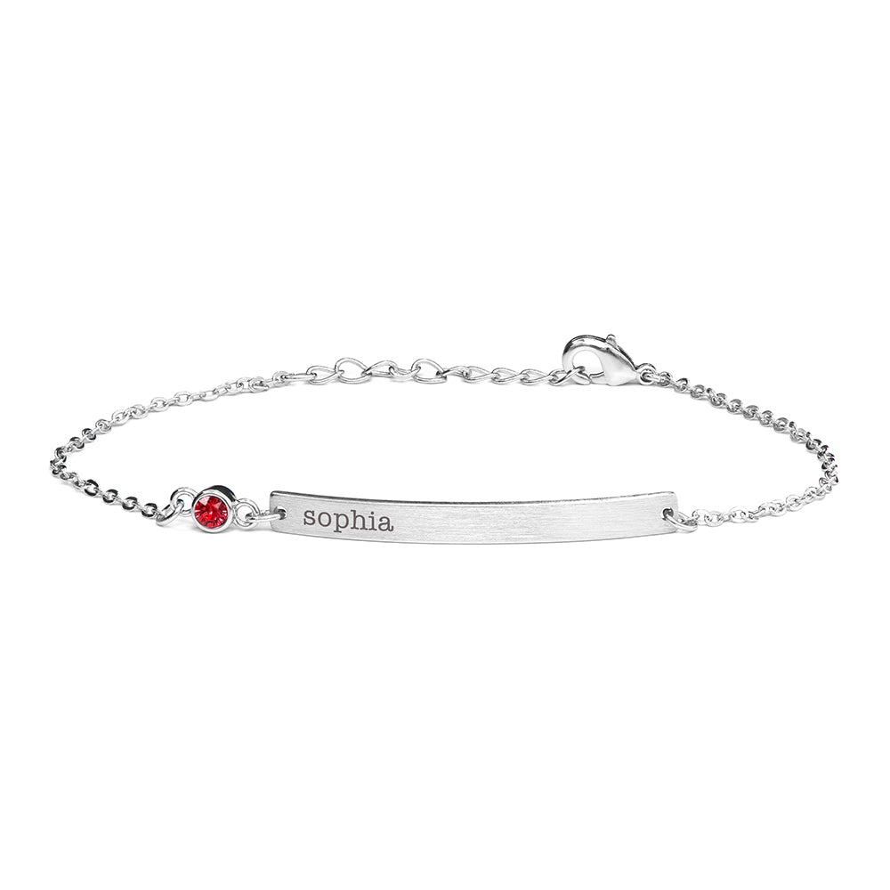 Personalised Silver Birthstone Crystal Bracelet
